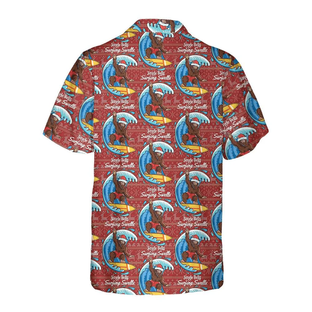Bigfoot Hawaiian Shirt - Bigfoot Surfing Christmas Hawaiian Shirt, Best Xmas Gift Hawaiian Shirt - Perfect Gift For Husband, Boyfriend, Friend, Family - Image 2