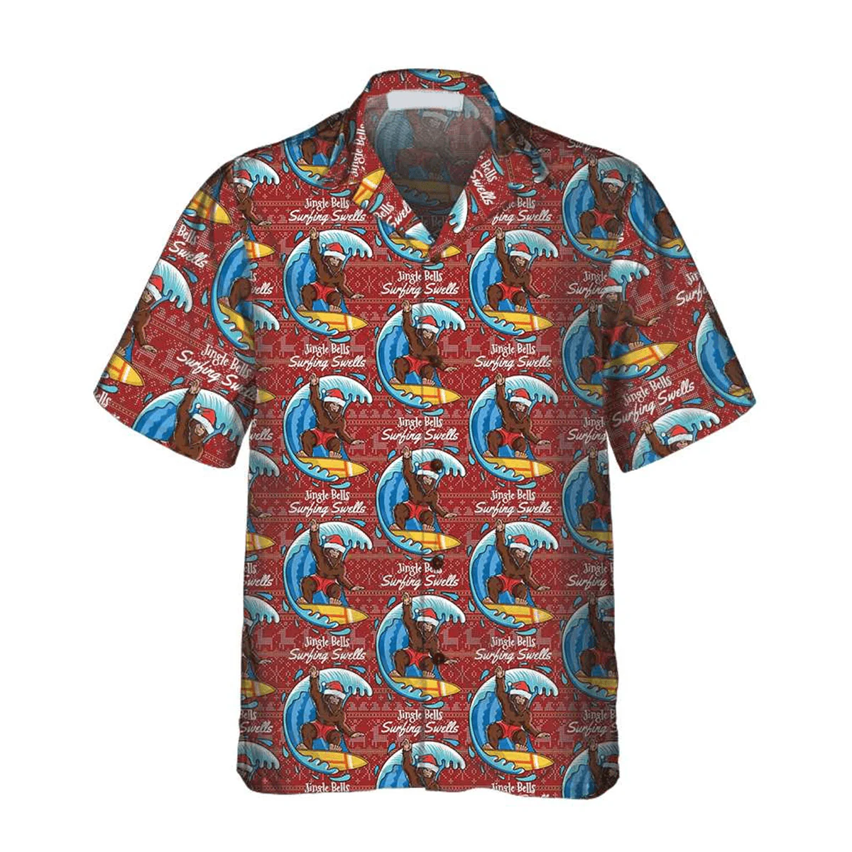 Bigfoot Hawaiian Shirt - Bigfoot Surfing Christmas Hawaiian Shirt, Best Xmas Gift Hawaiian Shirt - Perfect Gift For Husband, Boyfriend, Friend, Family - Image 3