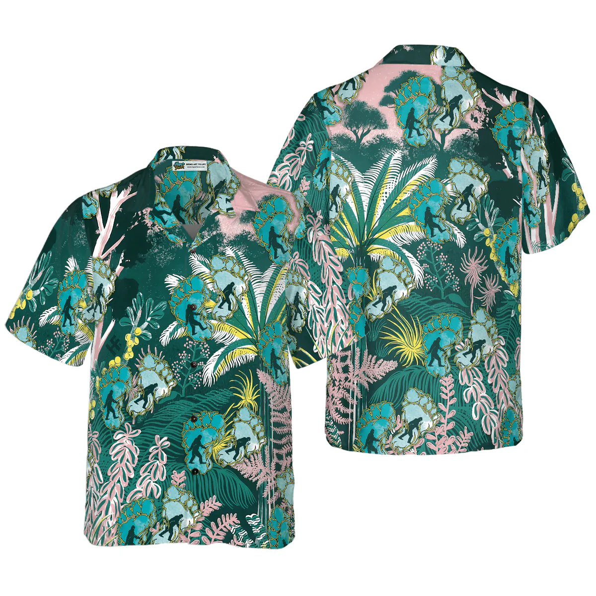 Bigfoot Hawaiian Shirt - Tropical Forest Bigfoot Hawaiian Shirt, Tropical Floral And Leaves Bigfoot - Perfect Gift For Husband, Boyfriend, Friend, Family