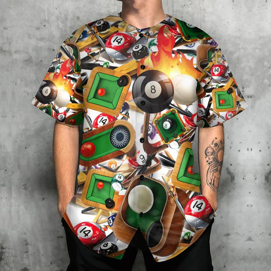 Billiard Baseball Jersey, Billiard Balls With Flame Baseball Jersey For Men And Women - Perfect Gift For Billiard Lovers, Billiard Players - Image 3