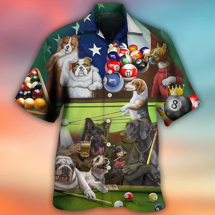 Billiard Hawaiian Shirt, Dogs Billiard Hawaiian Shirt, Play Billiard And Drink Beer Aloha Shirt For Men - Perfect Gift For Billiard Lovers, Dog Lovers - Image 2
