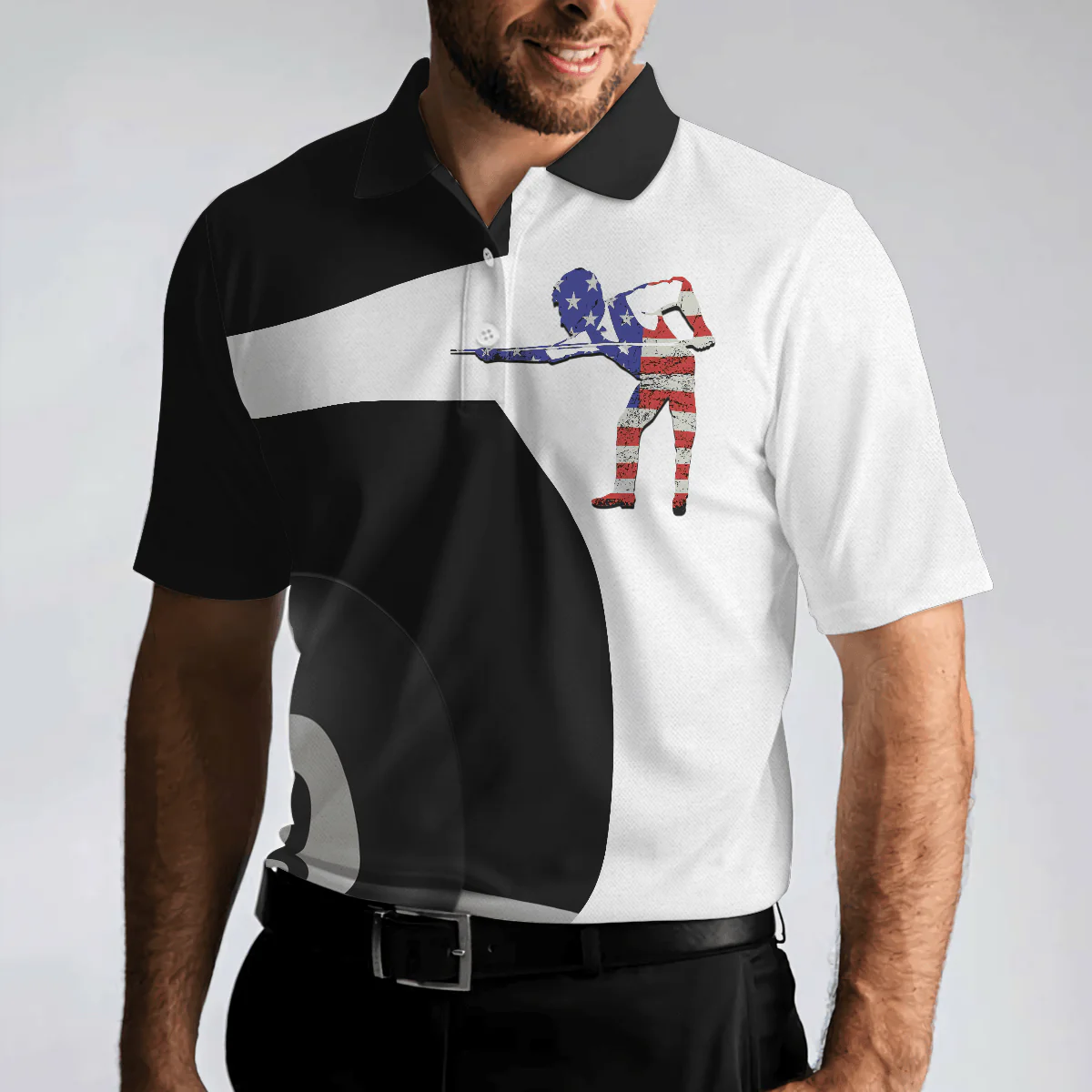 Billiard Shot American Flag Men Polo Shirt, Best Billiards Shirt For Patriotic Billiards Players, 8 Ball Shirt, Gift For Billiards Lovers - Image 6