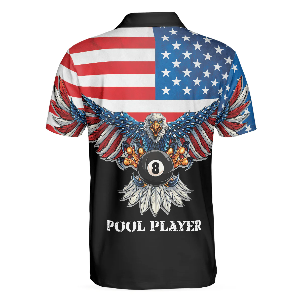 Billiards Men Polo Shirt, American Eagle, Cool American Flag Billiards Shirt For Men, Best Billiards Gift Idea, Gift For Billiards Lovers - Image 3