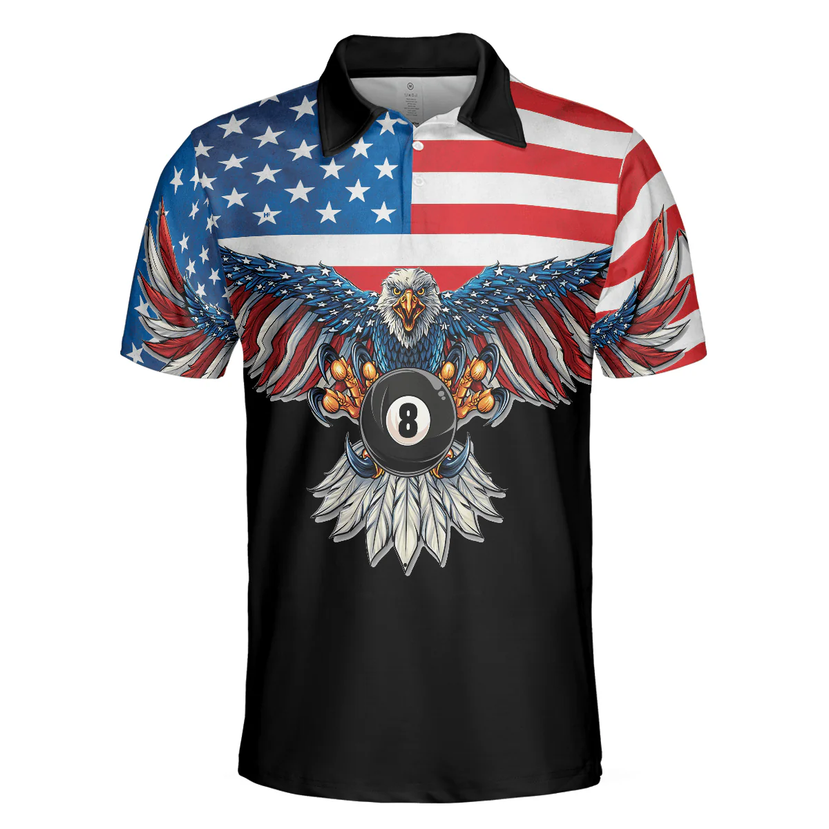 Billiards Men Polo Shirt, American Eagle, Cool American Flag Billiards Shirt For Men, Best Billiards Gift Idea, Gift For Billiards Lovers - Image 4