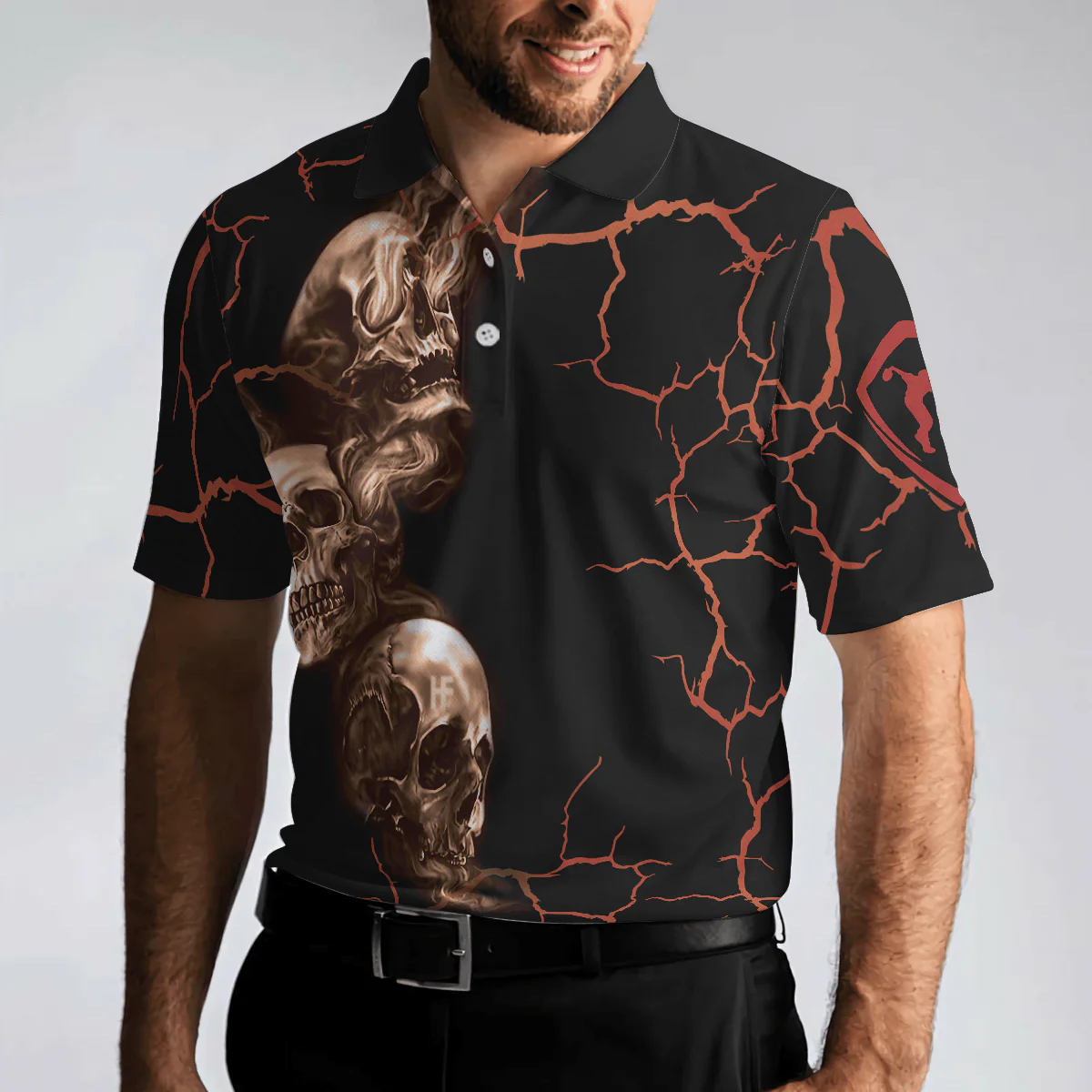 Billiards Men Polo Shirt, Billiard Aim Shoot, Scary Skull, 8 Ball Pool Billiards Polo Shirts, Best Halloween Billiards, Gift For Billiards Lovers - Image 5