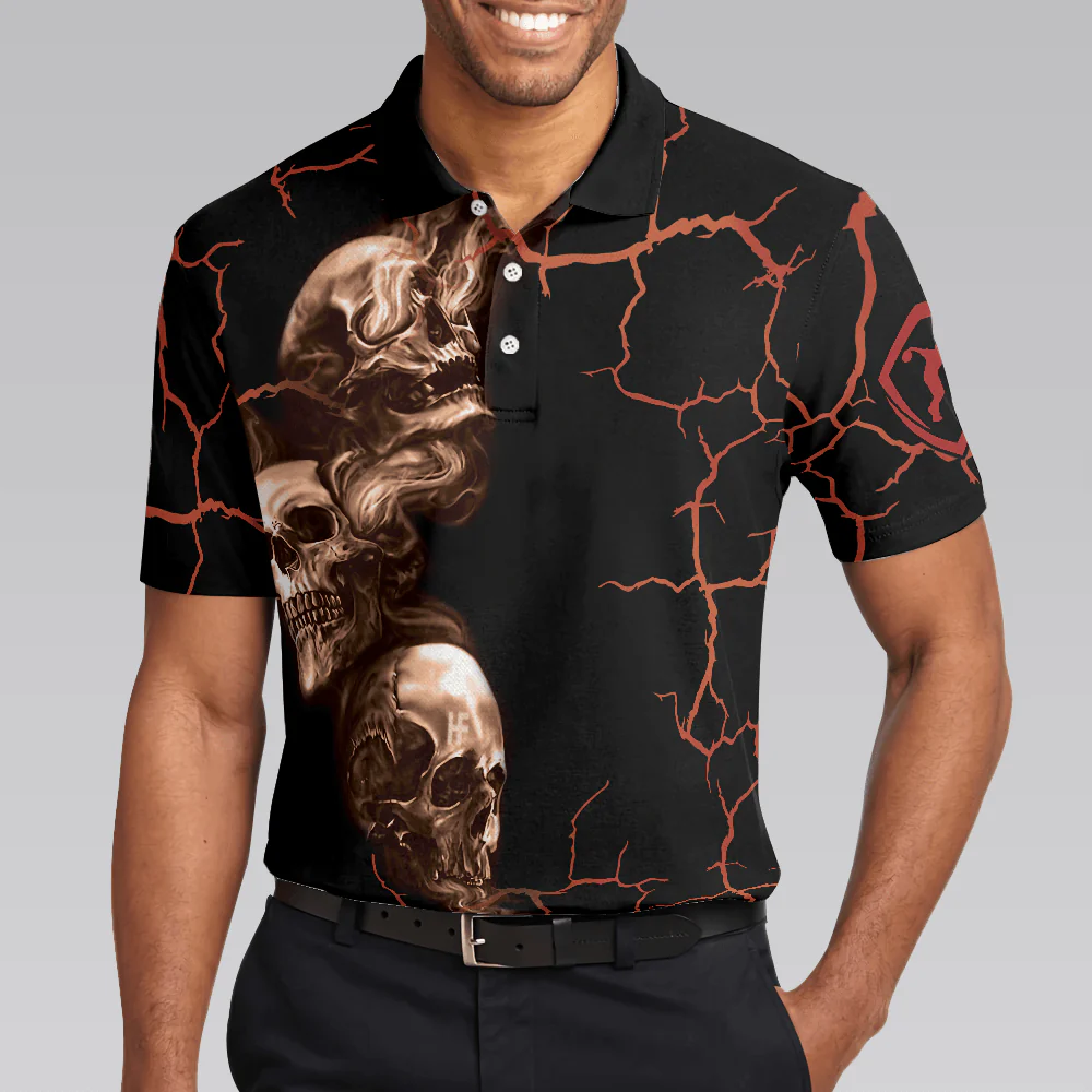 Billiards Men Polo Shirt, Billiard Aim Shoot, Scary Skull, 8 Ball Pool Billiards Polo Shirts, Best Halloween Billiards, Gift For Billiards Lovers - Image 6