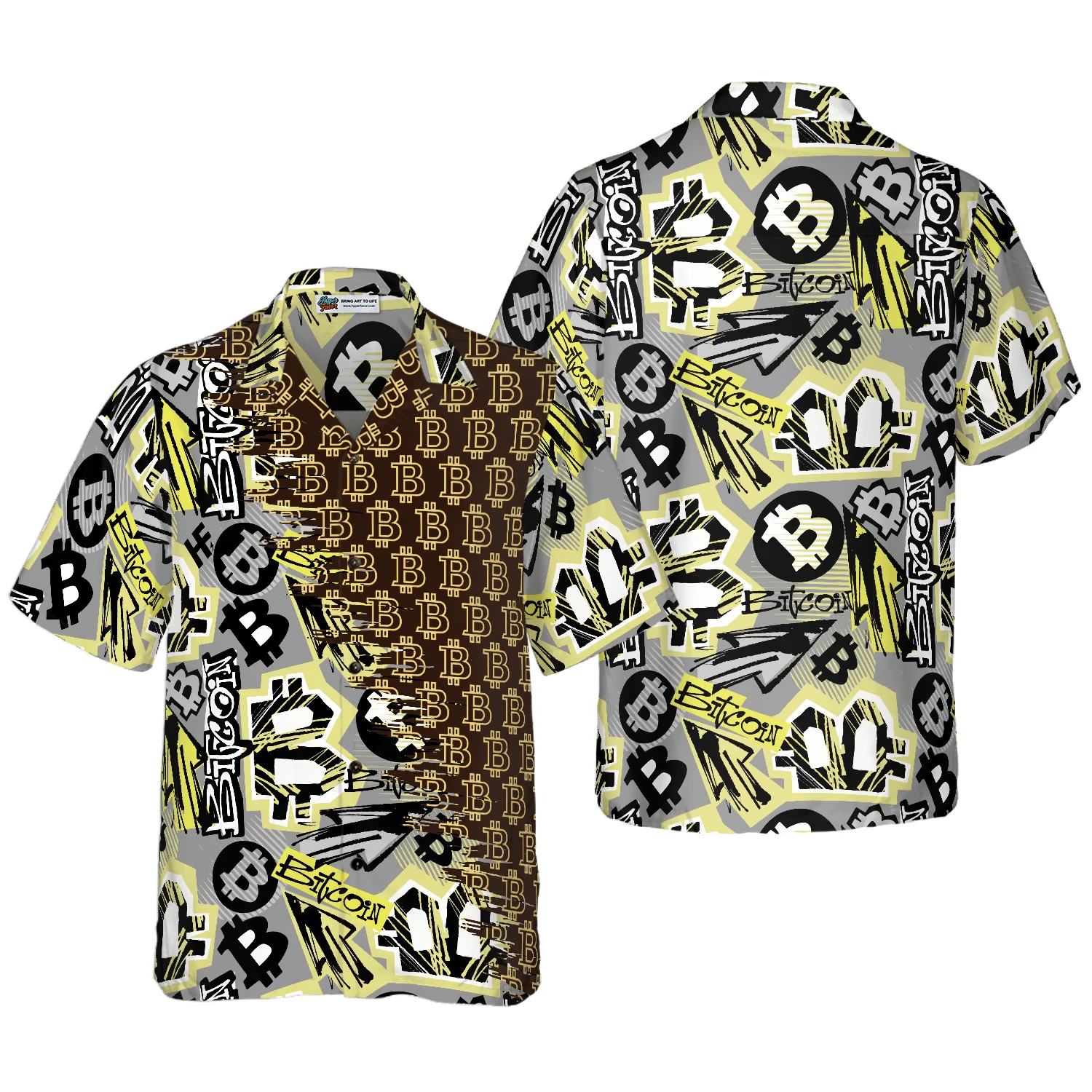 Bitcoin Hawaiian Shirt, Bitcoin Doodle Funky Pattern Hawaiian Shirt, Colorful Summer Aloha Shirt For Men Women, Gift For Friend, Family, Husband, Wife