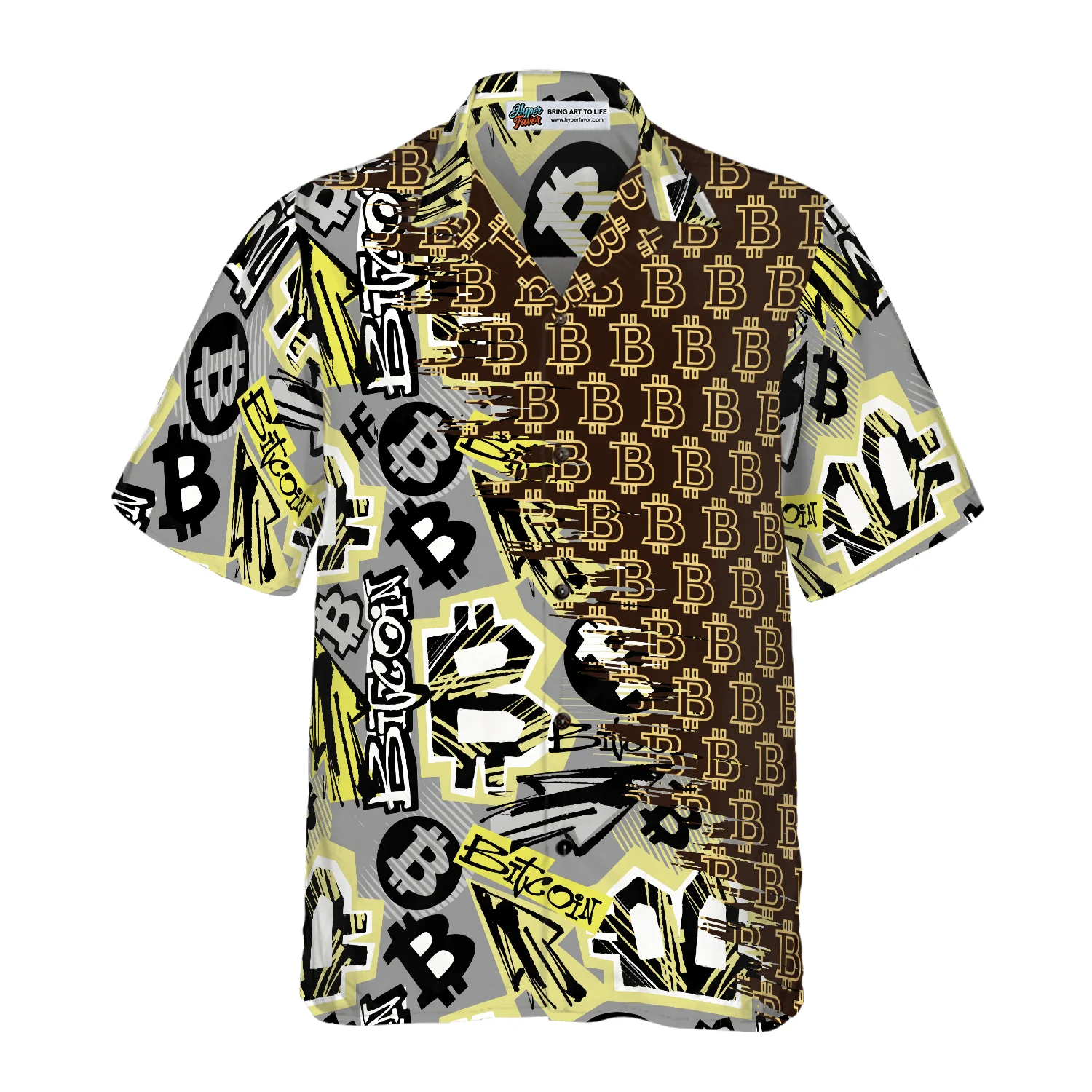 Bitcoin Hawaiian Shirt, Bitcoin Doodle Funky Pattern Hawaiian Shirt, Colorful Summer Aloha Shirt For Men Women, Gift For Friend, Family, Husband, Wife - Image 3