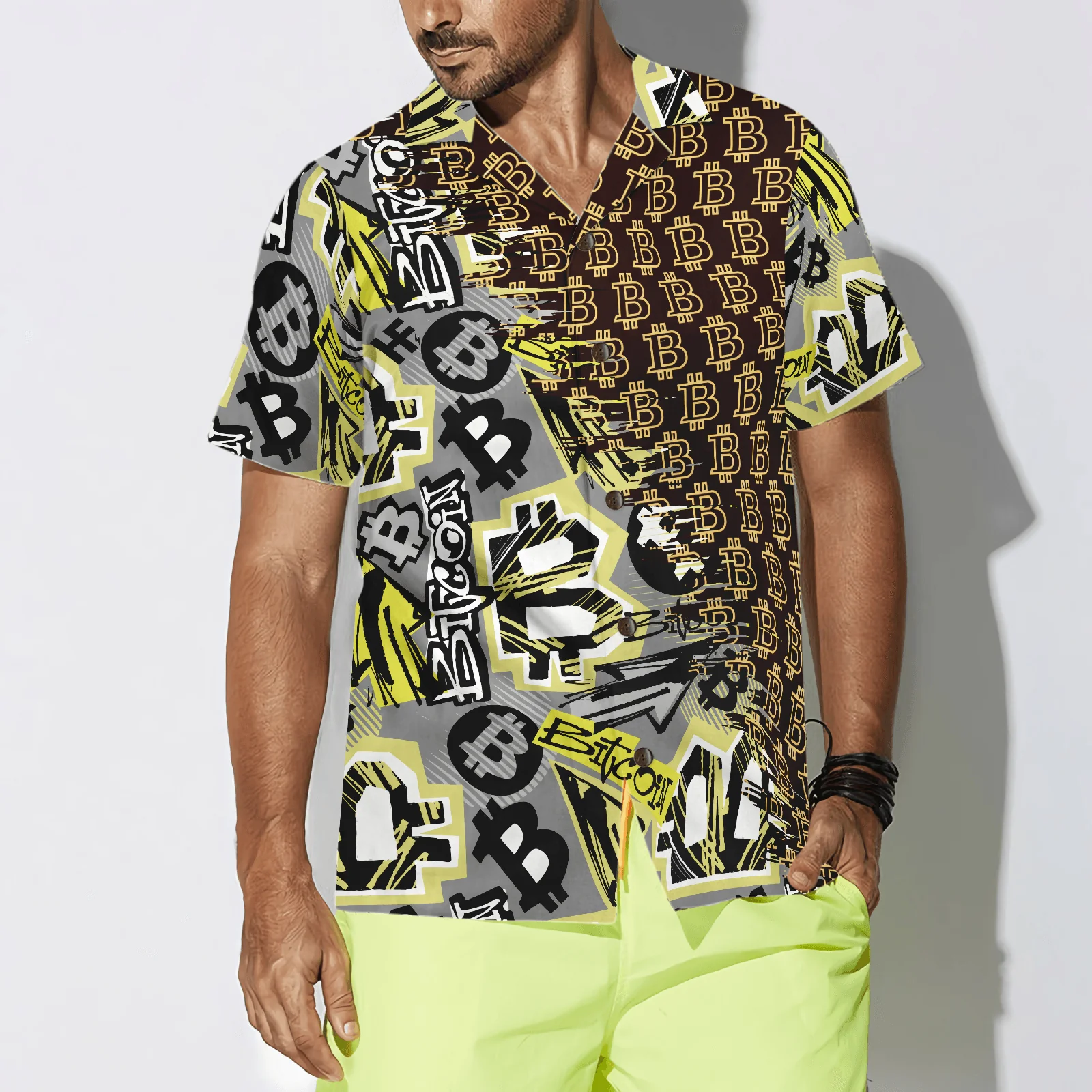 Bitcoin Hawaiian Shirt, Bitcoin Doodle Funky Pattern Hawaiian Shirt, Colorful Summer Aloha Shirt For Men Women, Gift For Friend, Family, Husband, Wife - Image 4