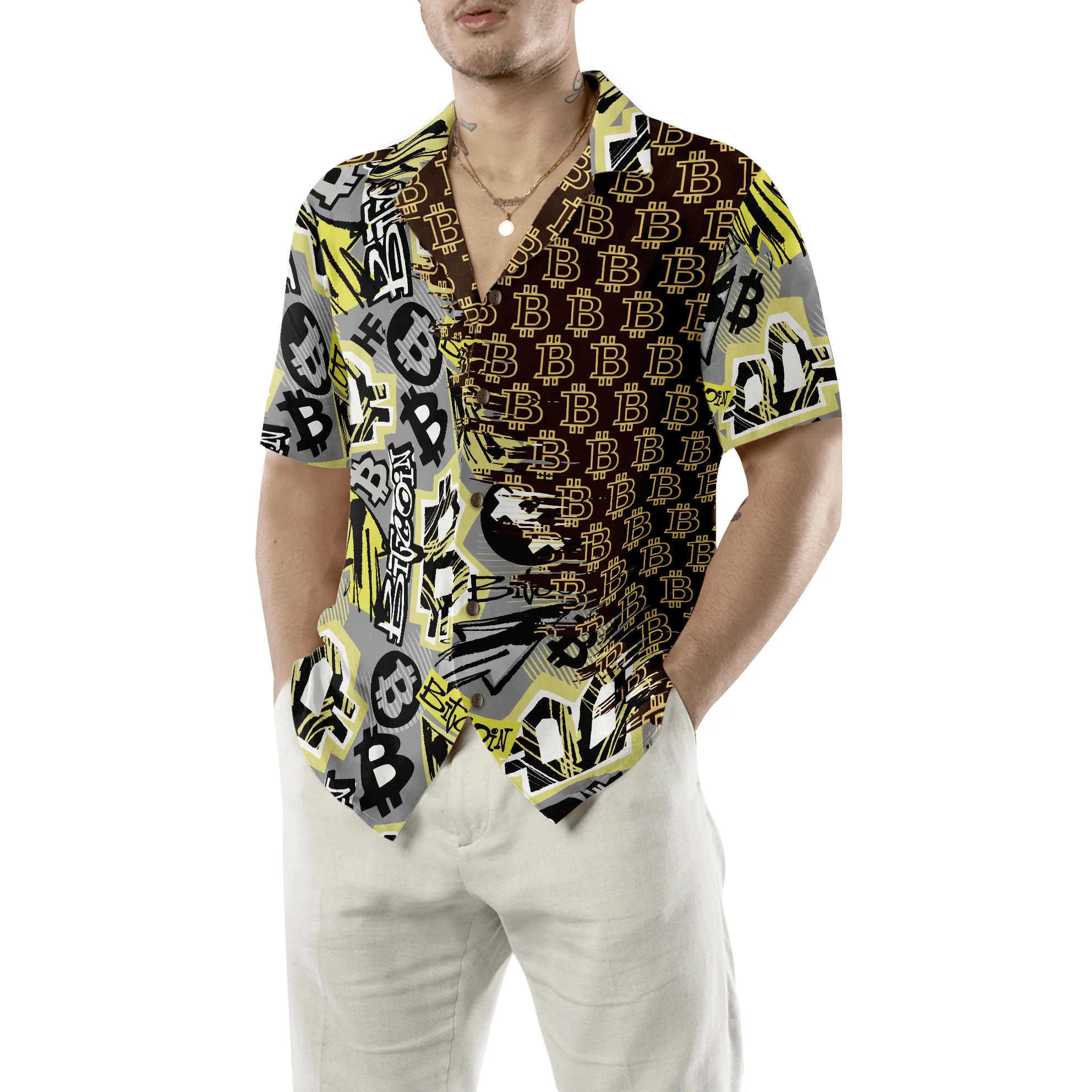 Bitcoin Hawaiian Shirt, Bitcoin Doodle Funky Pattern Hawaiian Shirt, Colorful Summer Aloha Shirt For Men Women, Gift For Friend, Family, Husband, Wife - Image 5