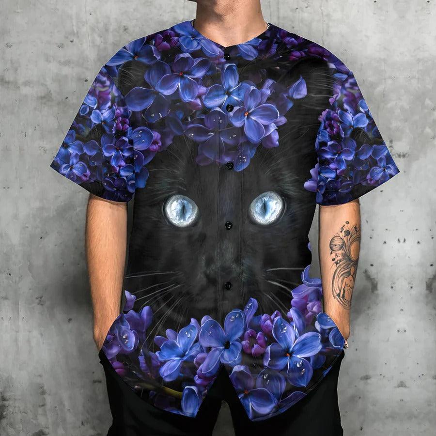 Black Cat Baseball Jersey, Black Cat Love Dried Herbs and Plants Baseball Jersey For Men And Women - Perfect Gift For Black Cat Lovers - Image 2