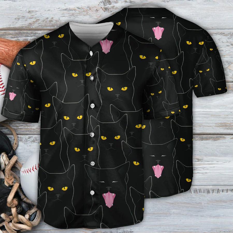 Black Cat Baseball Jersey, Black Cat Lovely Looking At You Baseball Jersey For Men And Women - Perfect Gift For Black Cat Lovers