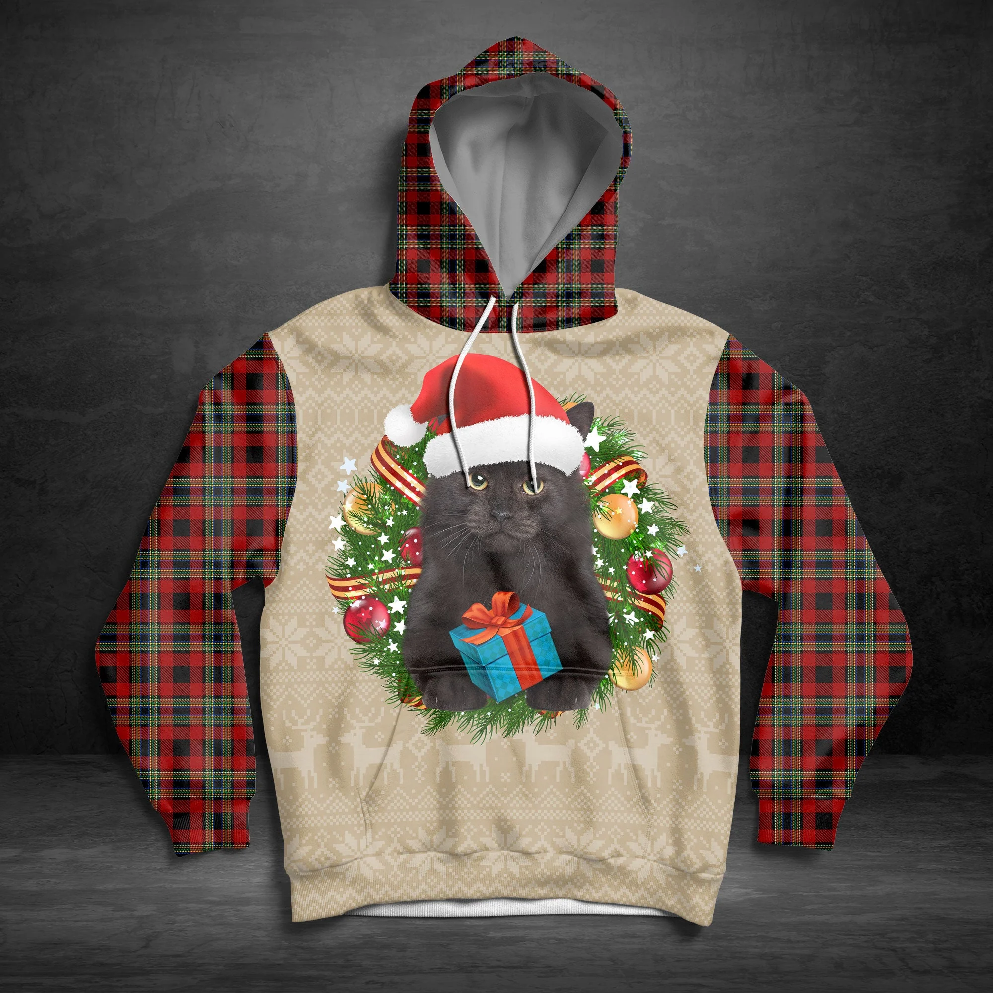 Black Cat Christmas Pullover Premium Hoodie Meowy Catmas, Perfect Outfit For Cat Lover Men And Women On Christmas New Year Autumn Winter - Image 2