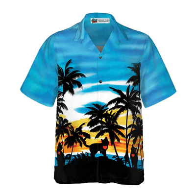 Black Cat Hawaiian Shirt, Cat Love Sunset Shirt For Men - Perfect Gift For Men, Cat Lovers, Husband, Boyfriend, Friend, Family - Image 2