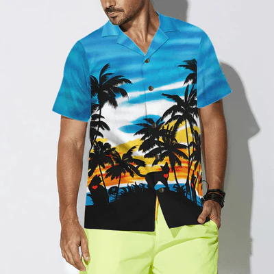 Black Cat Hawaiian Shirt, Cat Love Sunset Shirt For Men - Perfect Gift For Men, Cat Lovers, Husband, Boyfriend, Friend, Family - Image 4