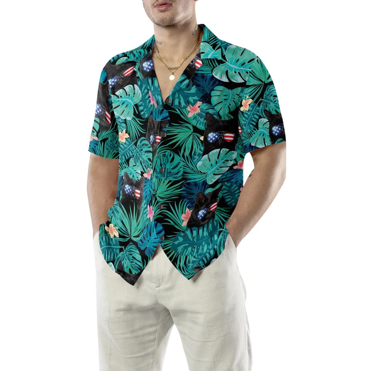 Black Cat Hawaiian Shirt, Tropical Fourth Of July, US Flag Hawaiian Shirt - Perfect Gift For Lover, Friend, Family - Image 5
