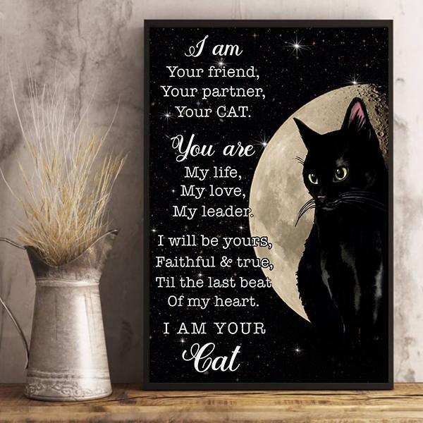 Black Cat Portrait Canvas - Black Cat I Am Your Friend Your Partner- Perfect Gift For Black Cat Lovers, Cat Lovers