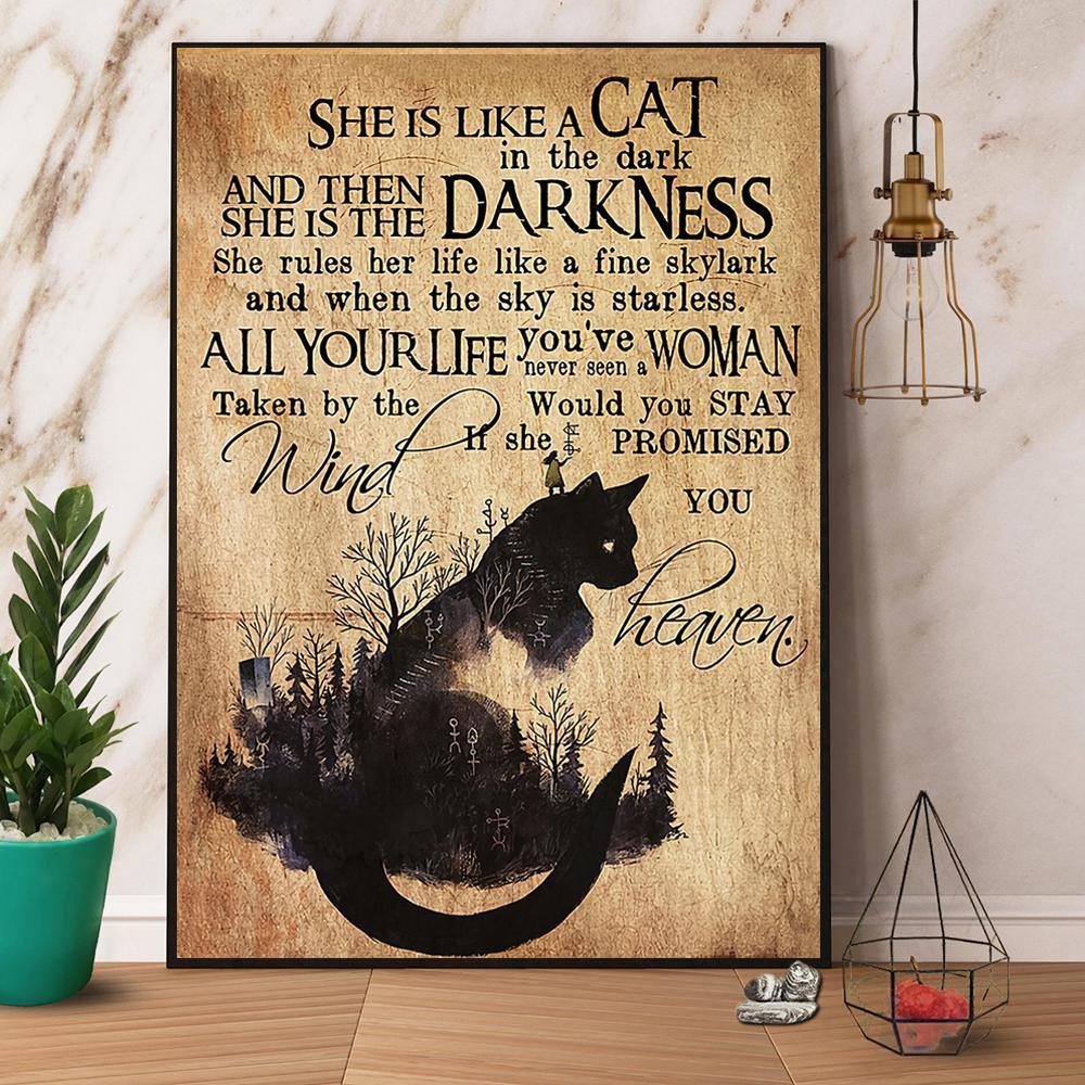 Black Cat Portrait Canvas - Black Cat She Is Like A Cat In The Dark And She Is Darkness - Perfect Gift For Black Cat Lovers, Cat Lovers, Owners