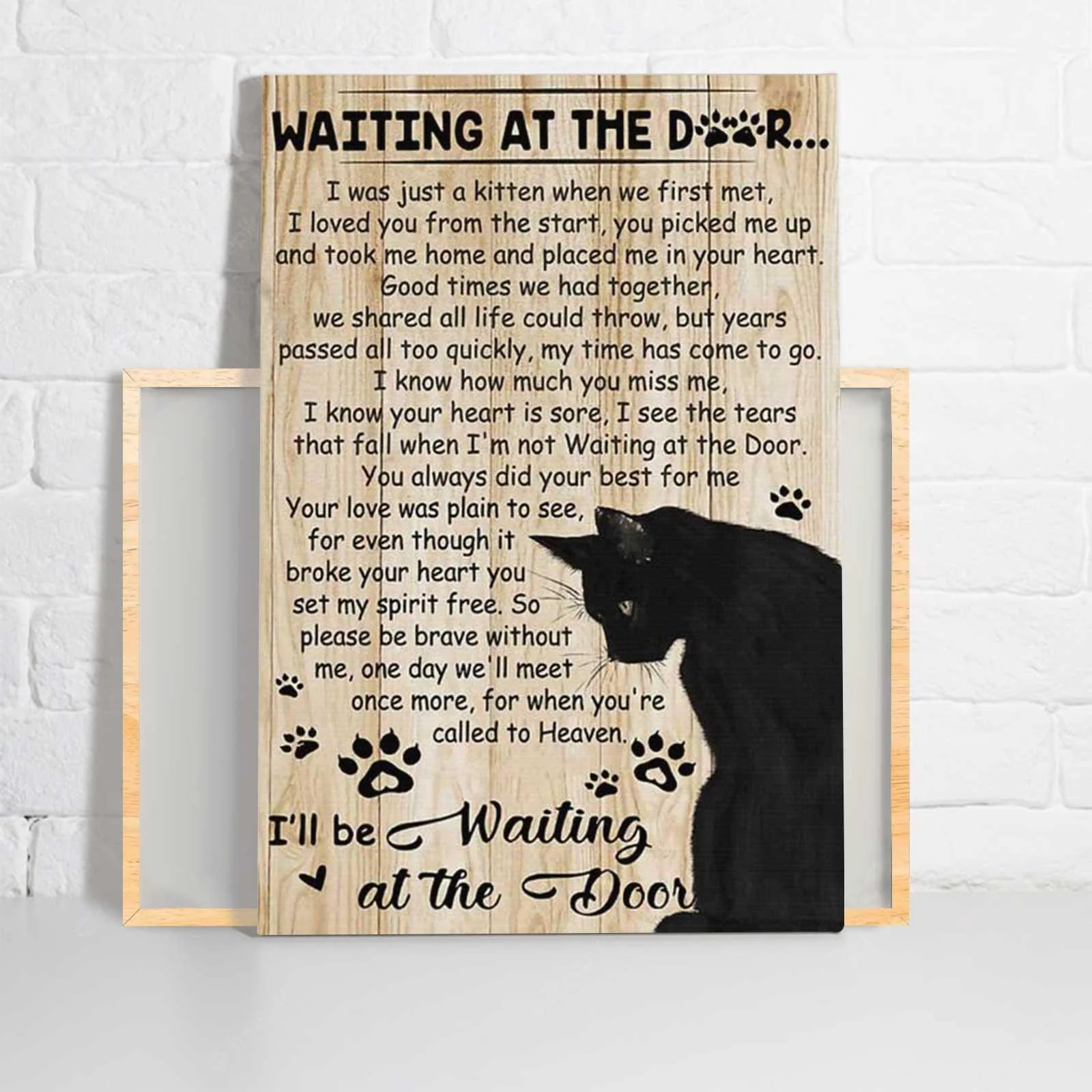 Black Cat Portrait Canvas, Cat Waiting At The Door Premium Wrapped Canvas - Gift For Family, Cat Lovers - Image 2