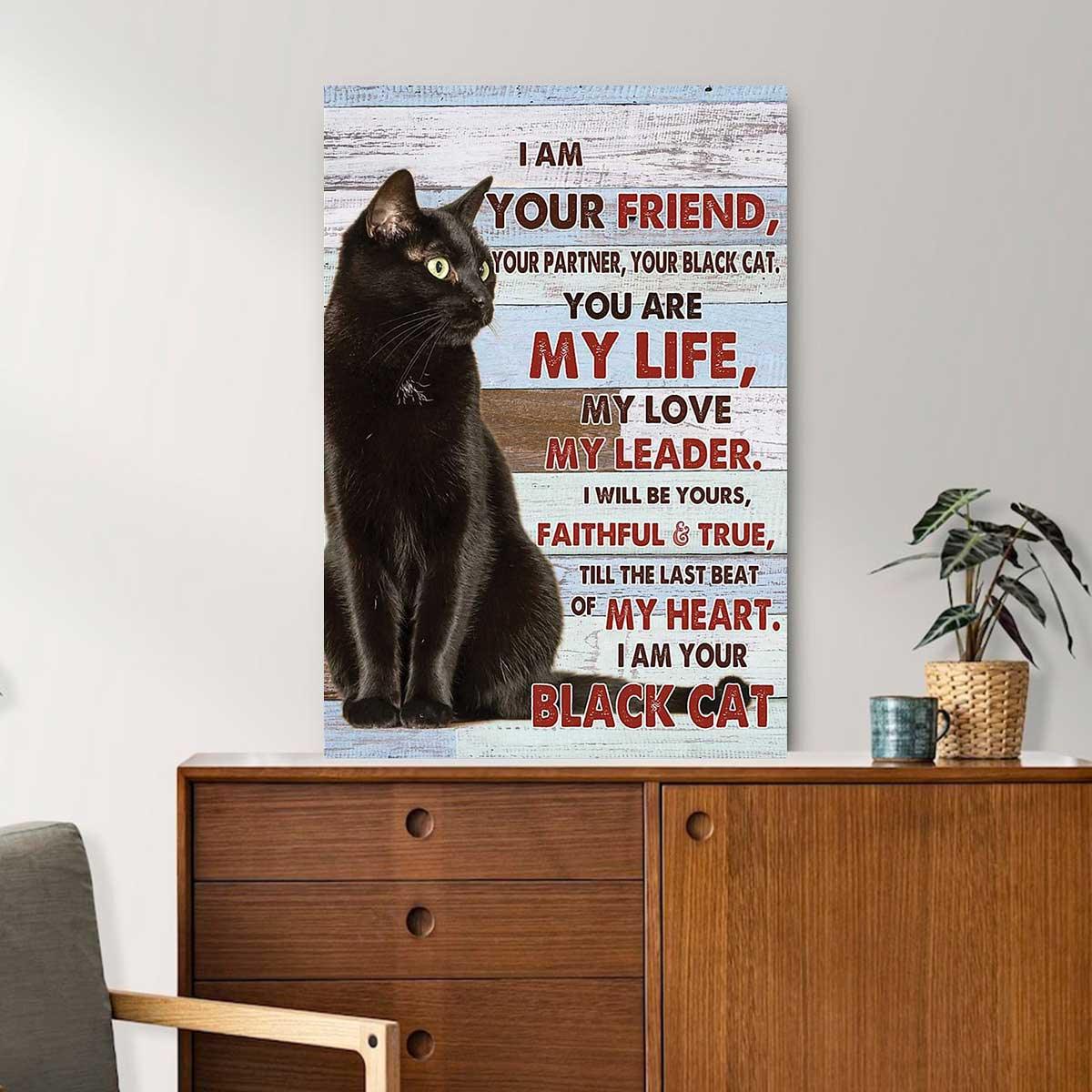 Black Cat Portrait Canvas, I Am Your Friend, Your Partner, Your Black Cat Premium Wrapped Canvas - Perfect Gift For Cat Lovers, Family - Image 3