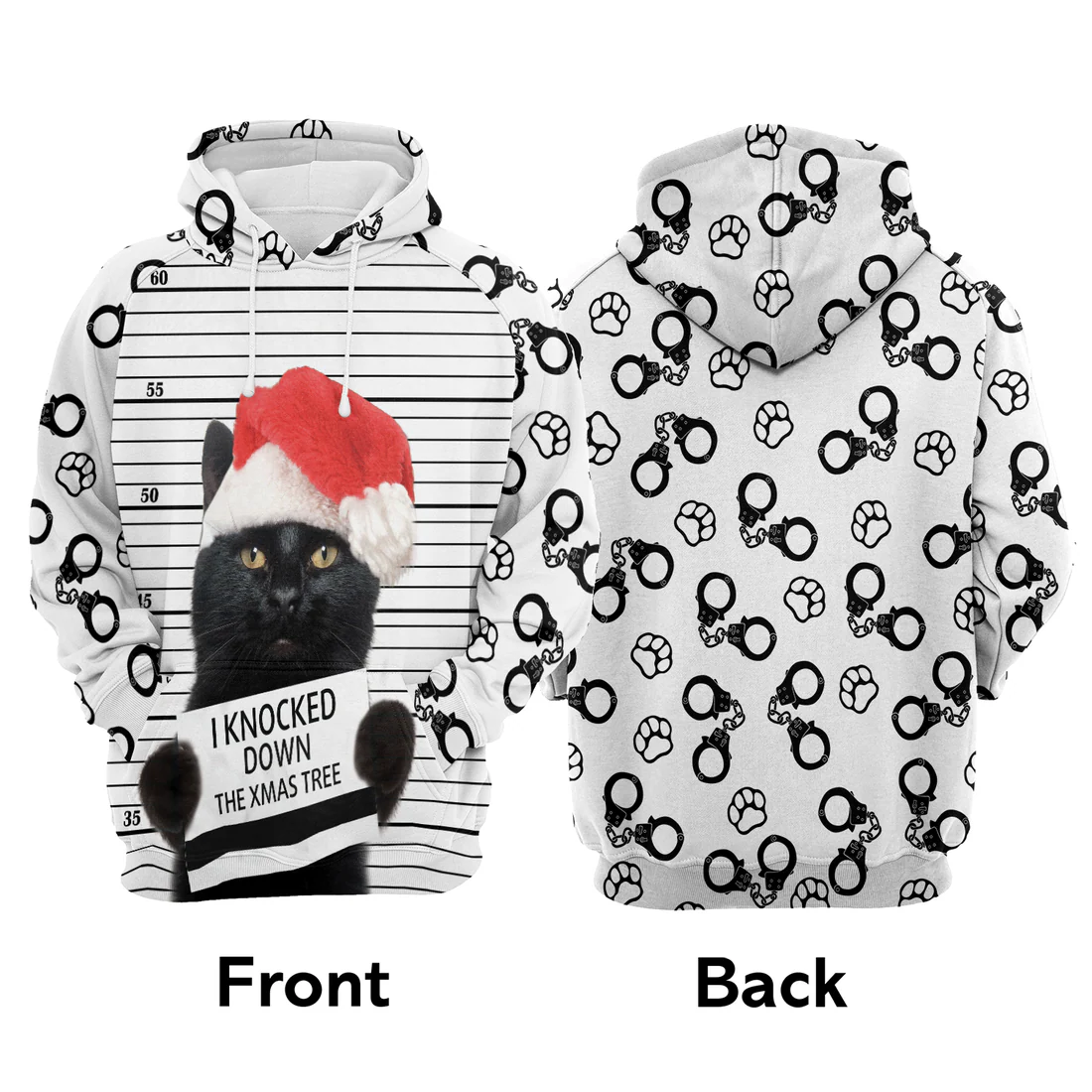 Black Cat Premium Christmas Hoodie, Black Cat Knocked Down Xmas Tree Unisex Hoodie For Men & Women - Perfect Gift For Christmas, Black Cat Lover - Image 3