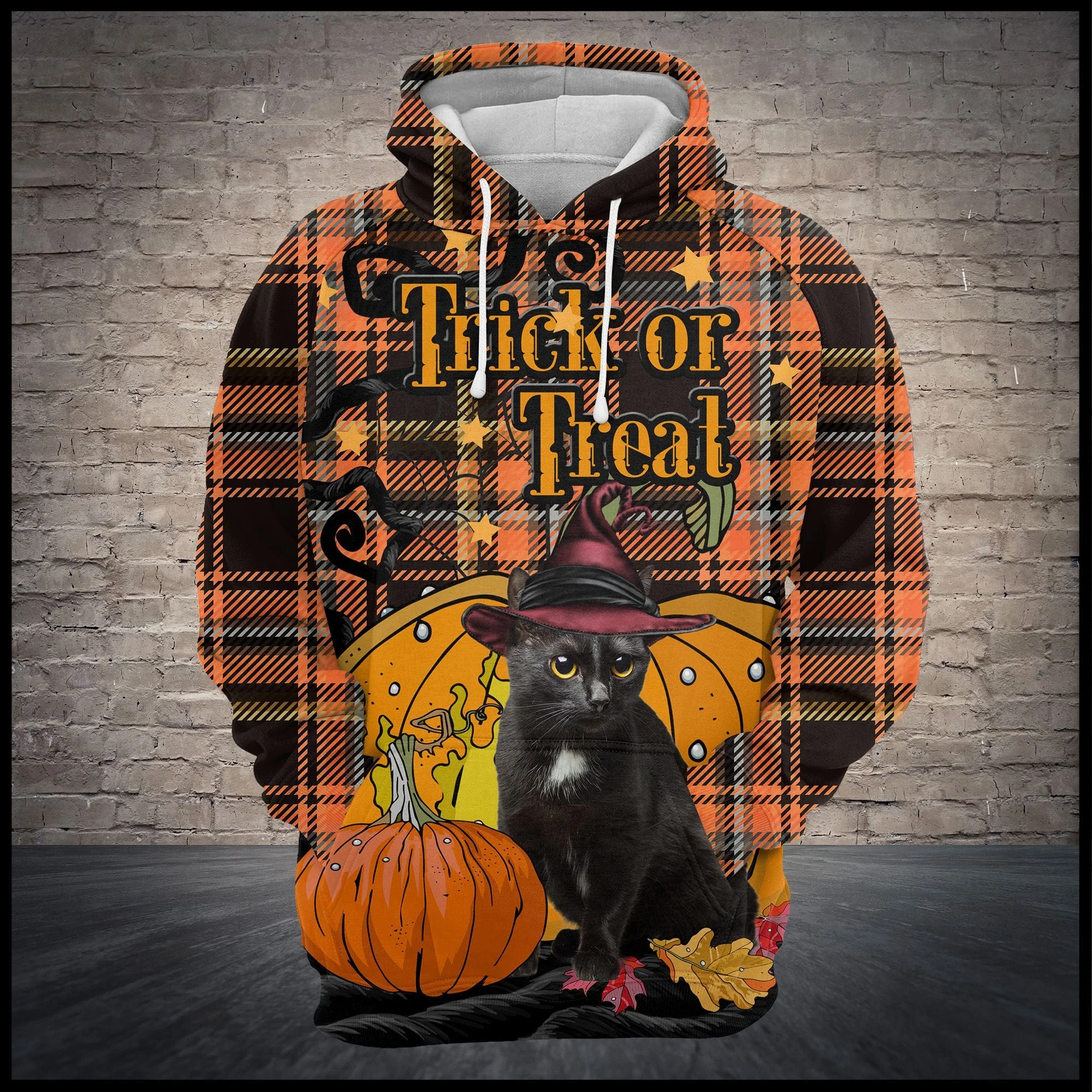 Black Cat Pullover Premium Hoodie Treat Or Trick , Perfect Outfit For Men And Women On Christmas New Year Autumn Winter - Image 2