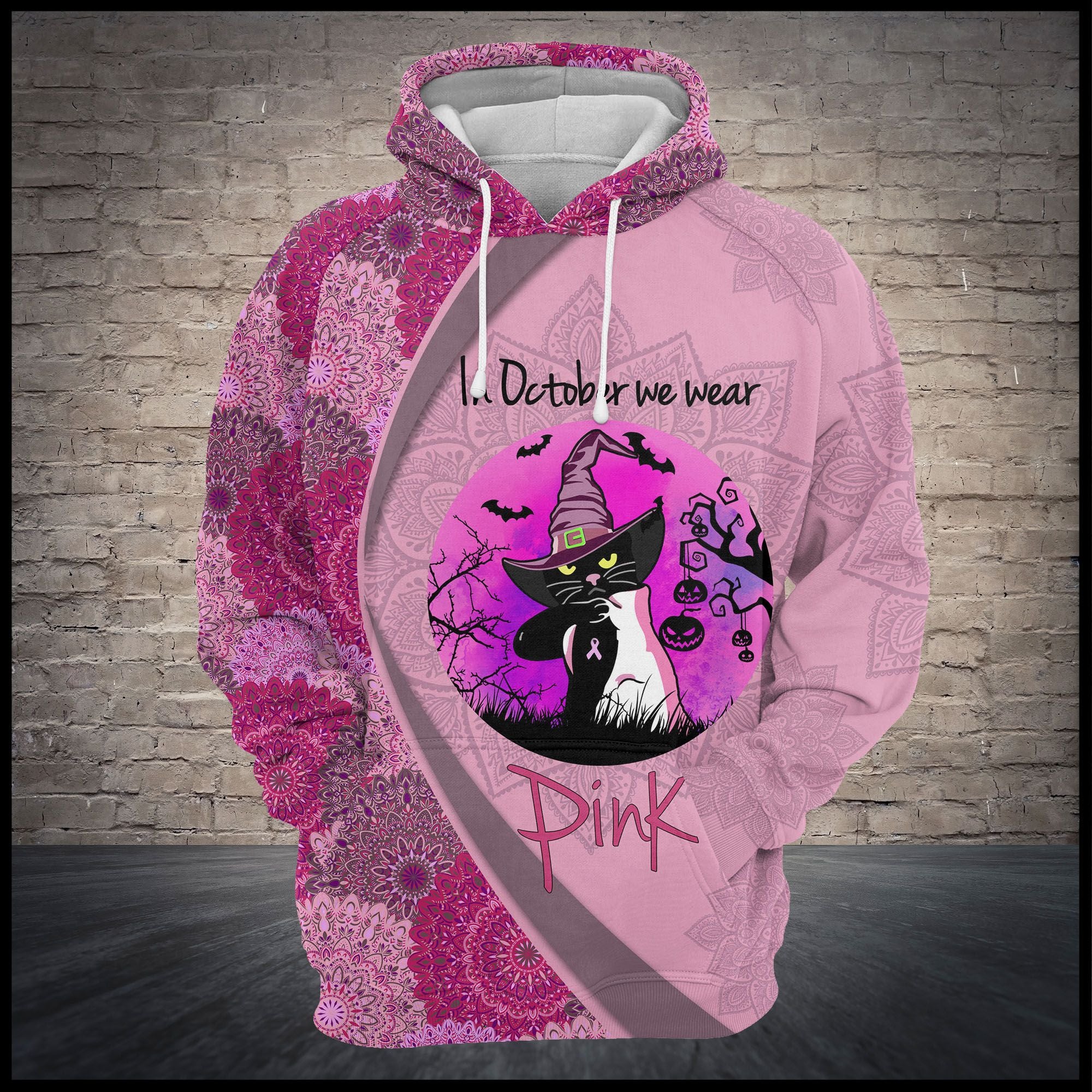 Black Cat Wears Pink Pullover Premium Hoodie, Perfect Outfit For Men And Women On Christmas New Year Autumn Winter - Image 2
