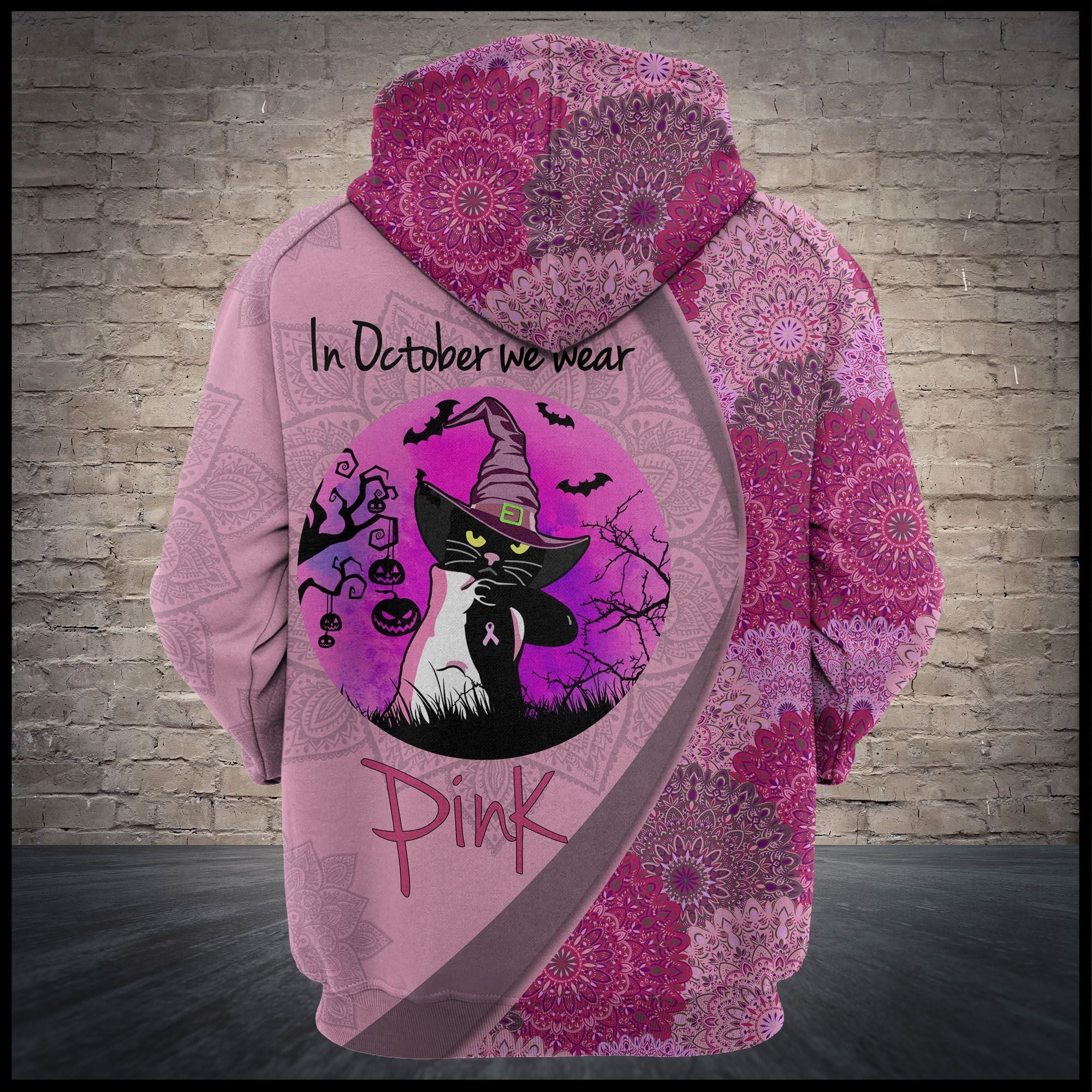 Black Cat Wears Pink Pullover Premium Hoodie, Perfect Outfit For Men And Women On Christmas New Year Autumn Winter - Image 3