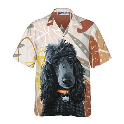 Black Poodle Hawaiian Shirt, The Brown Leaves Poodle Aloha Shirt - Perfect Gift For Poodle Lovers, Husband, Boyfriend, Friend, Family - Image 2