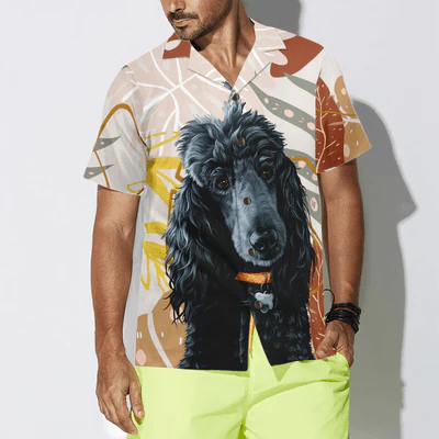Black Poodle Hawaiian Shirt, The Brown Leaves Poodle Aloha Shirt - Perfect Gift For Poodle Lovers, Husband, Boyfriend, Friend, Family - Image 4