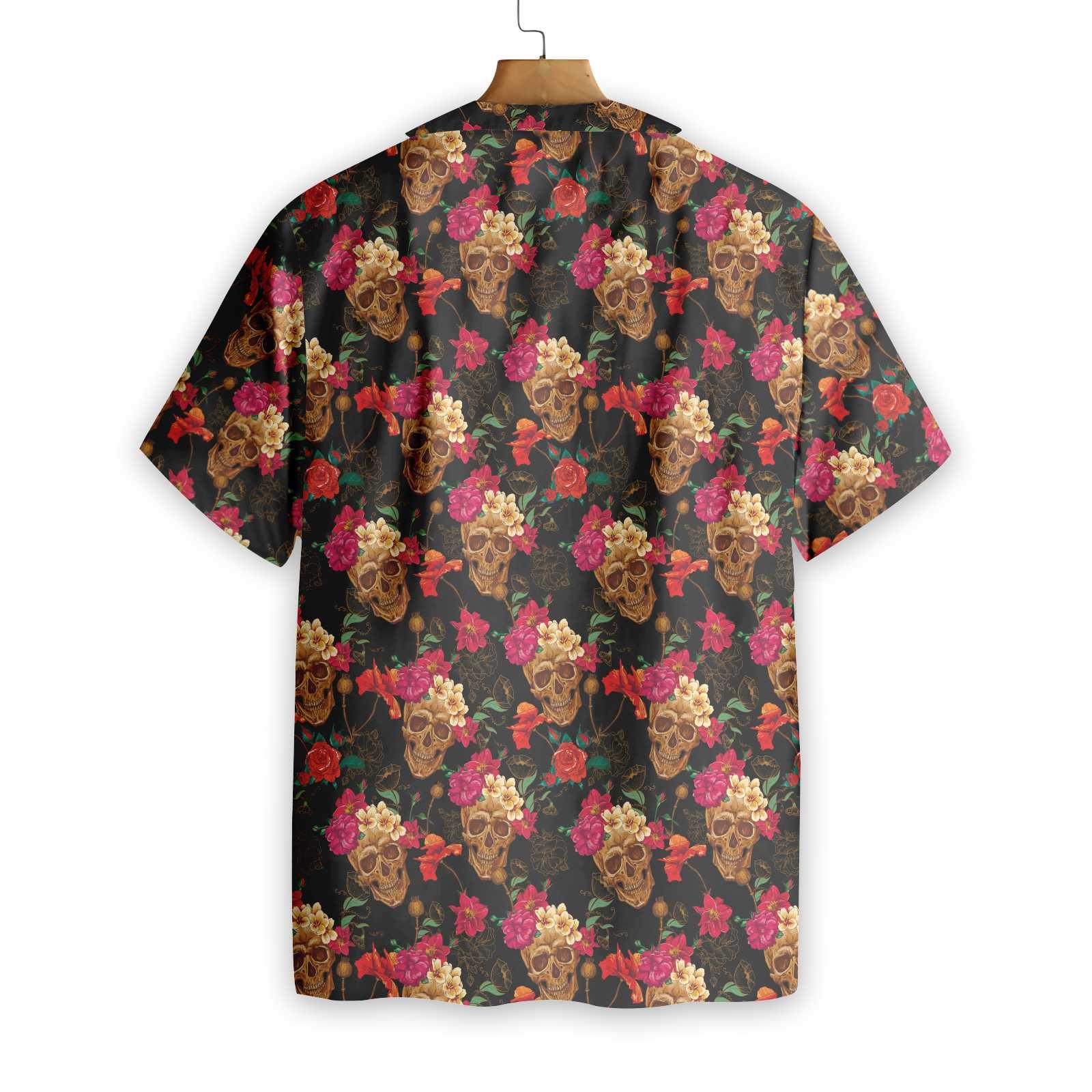 Blooming Skull Hawaiian Shirt, Colorful Summer Aloha Shirt For Men Women, Gift For Friend, Team, Family - Image 2