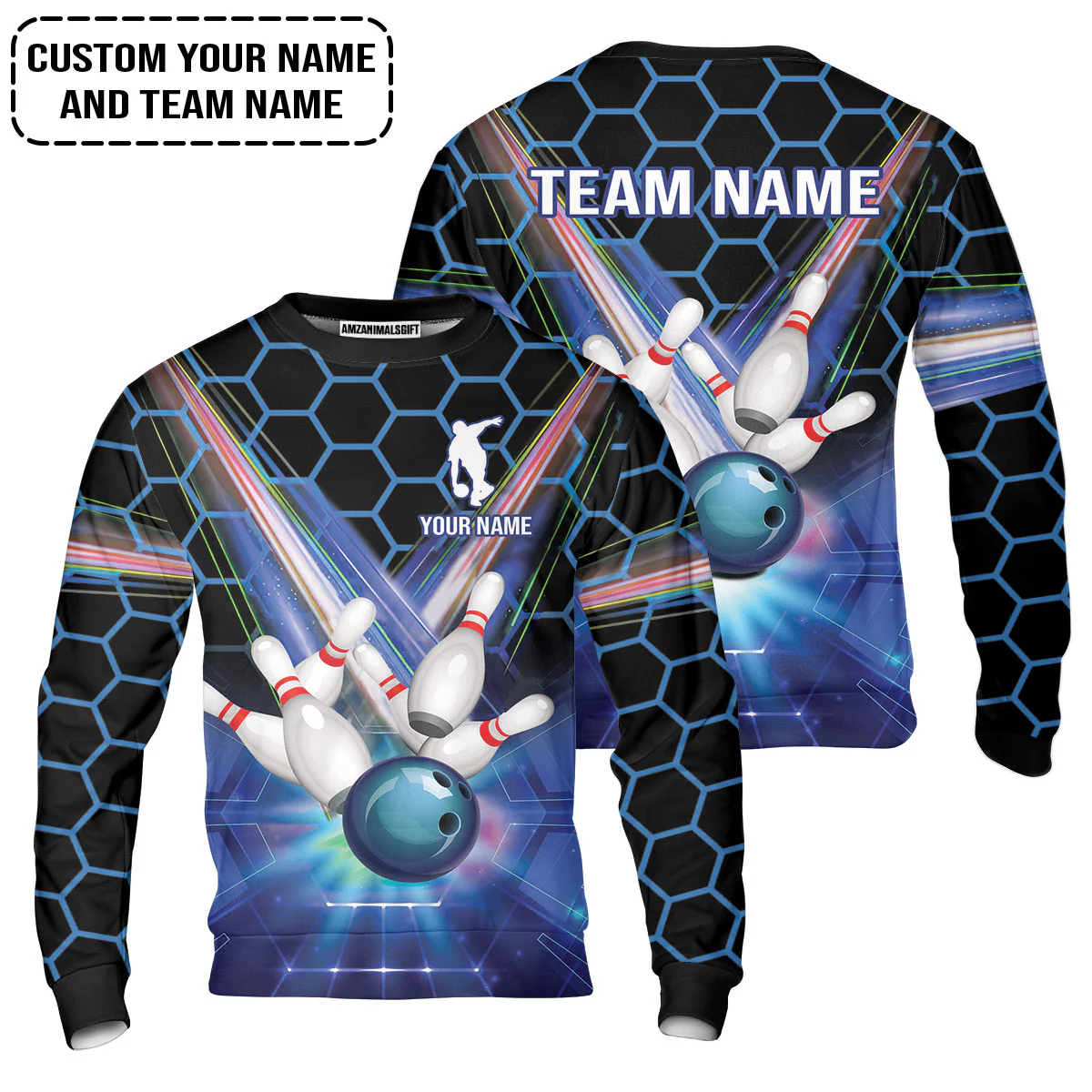 Blue Bowling Custom Men Polo Shirt, Bowling Personalized Polo Shirt, Bowling Shirt Custom Name and Team Name - Image 6