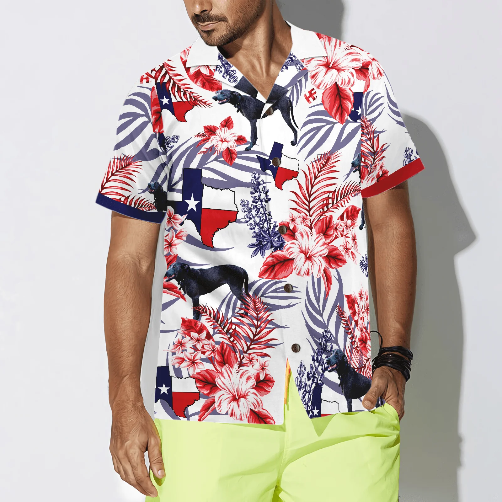 Blue Lacy Dog, Bluebonnet Texas Aloha Hawaiian Shirt For Summer, Button Down Floral and Flag Texas, Colorful Hawaiian Shirt For Men Women, Proud Texas - Image 3
