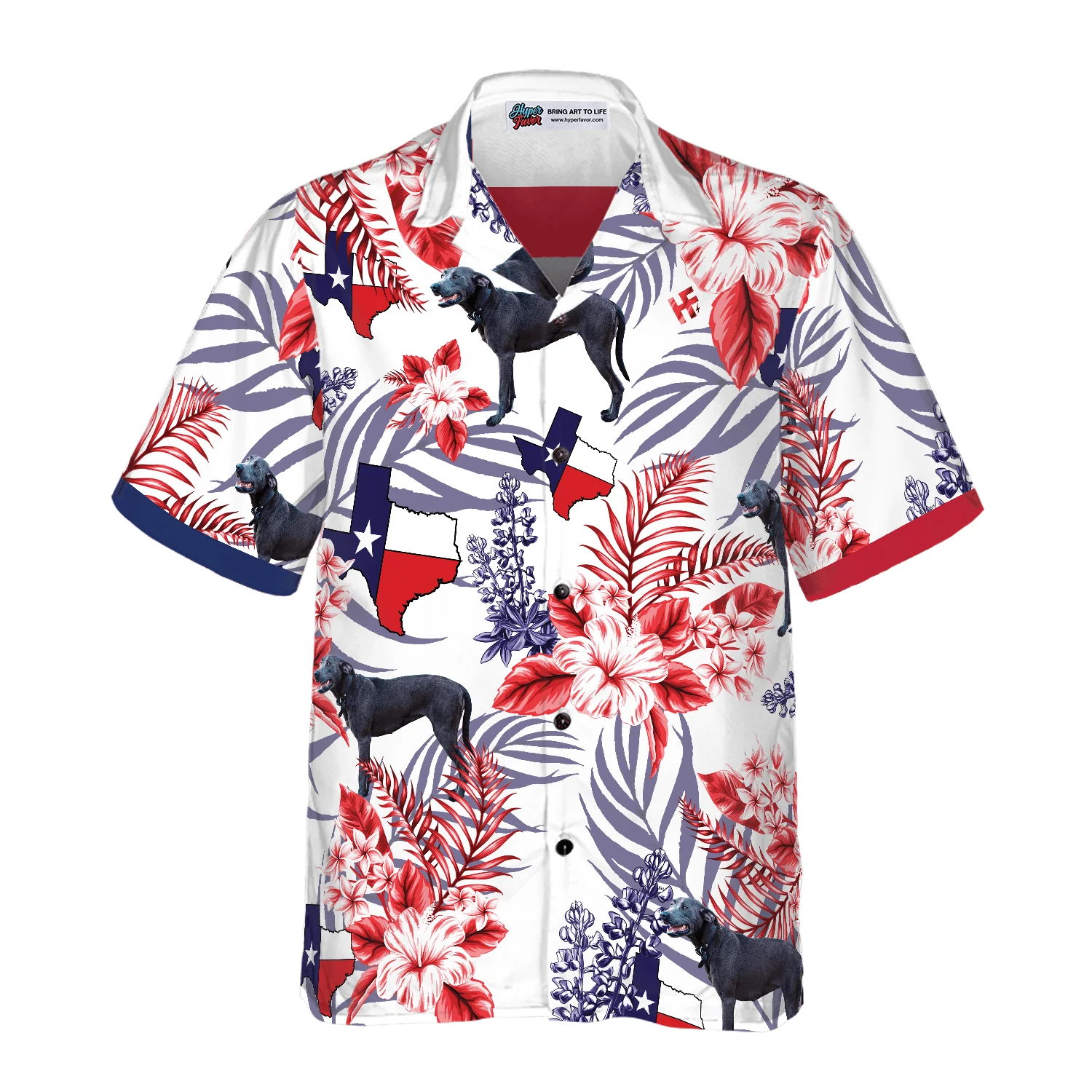Blue Lacy Dog, Bluebonnet Texas Aloha Hawaiian Shirt For Summer, Button Down Floral and Flag Texas, Colorful Hawaiian Shirt For Men Women, Proud Texas - Image 4
