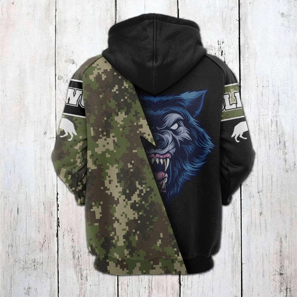 Blue Wolf Camo Pullover Premium Hoodie, Perfect Outfit For Men And Women On Christmas New Year Autumn Winter - Image 3