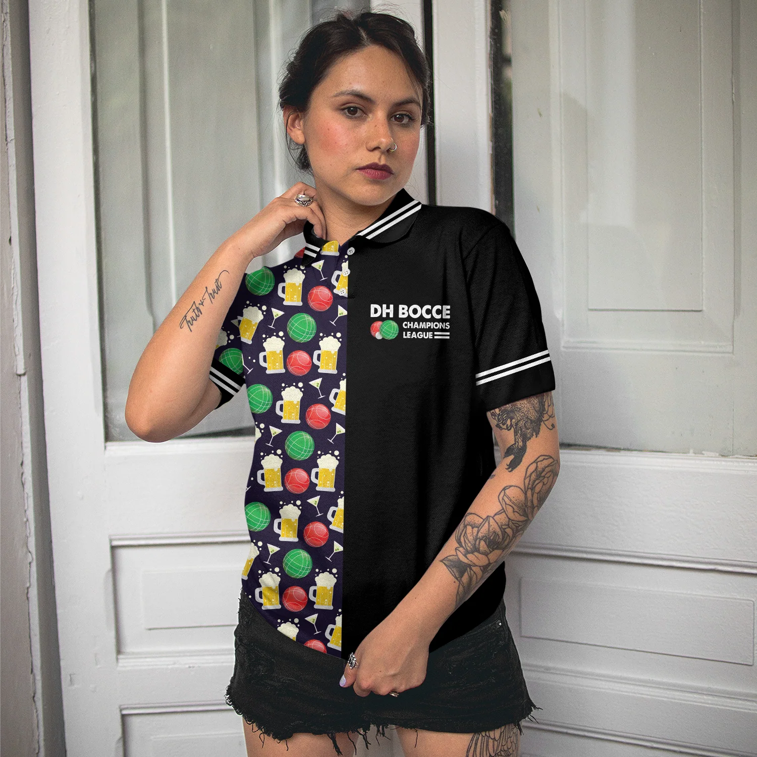 Bocce Women Polo Shirt, DH BOCCE Champions League Women Polo Shirts, Best Gift For Bocce Champions League Lovers, Ladies, Bocce Players - Image 4