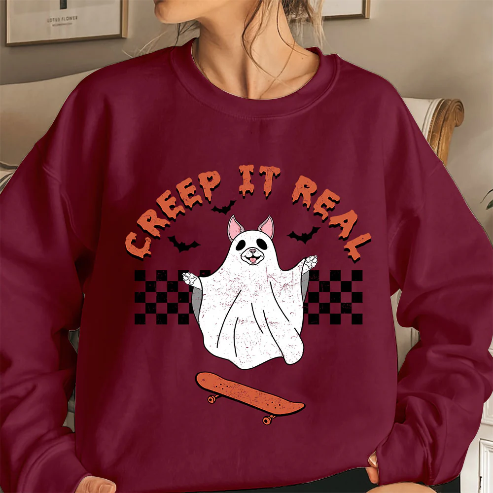Boston Terrier Sweatshirt, Creep It Real Boston Terrier Shirt, Boston Terrier Halloween Sweatshirt - Image 3