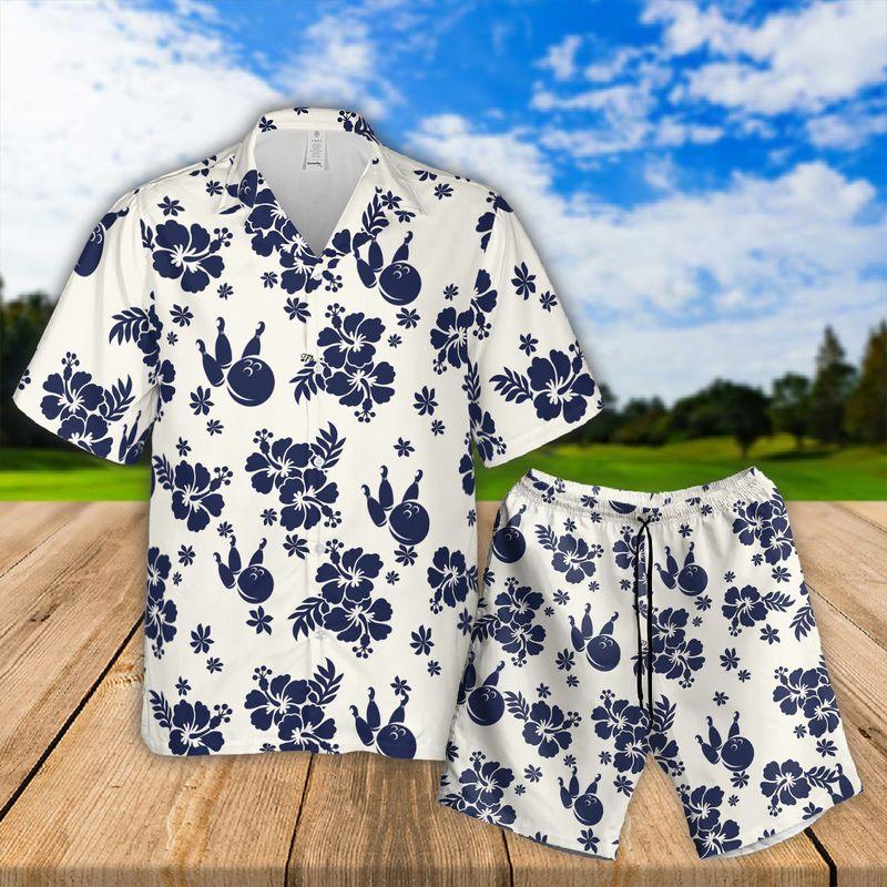 Bowling Aloha Hawaiian Shirts For Summer Outfit, Blue Tropical Hawaiian Shirt For Men Women, Beach Wear Gift For Bowlers, Friend, Bowling Lovers