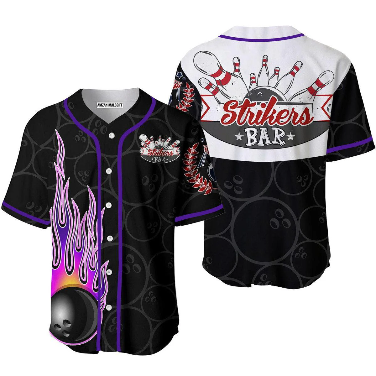 Bowling Baseball Jersey, Bowling Strike Bar Black Baseball Jersey For Men And Women - Perfect Gift For Bowling Lovers, Bowlers