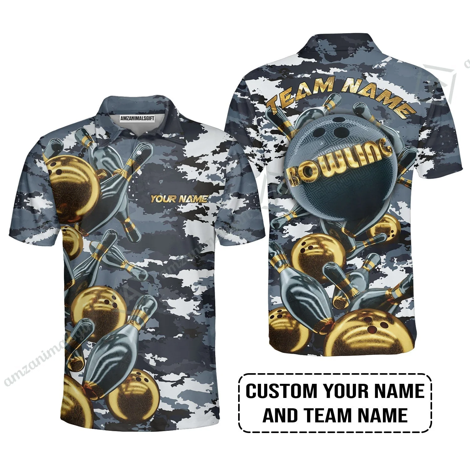Bowling Custom Bowling Jersey - Custom Name Camo Navy Bowling Personalized Bowling Jersey - Image 4