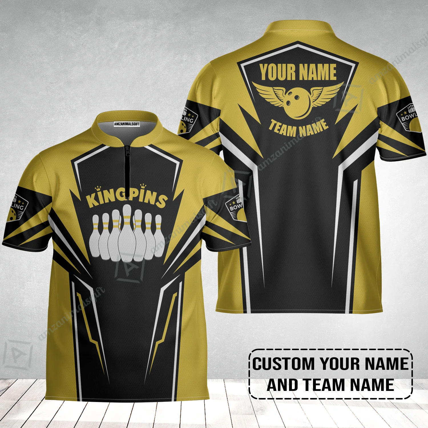 Bowling Custom Bowling Jersey - Custom Name King Pins Bowling Team Personalized Bowling Jersey - Image 2
