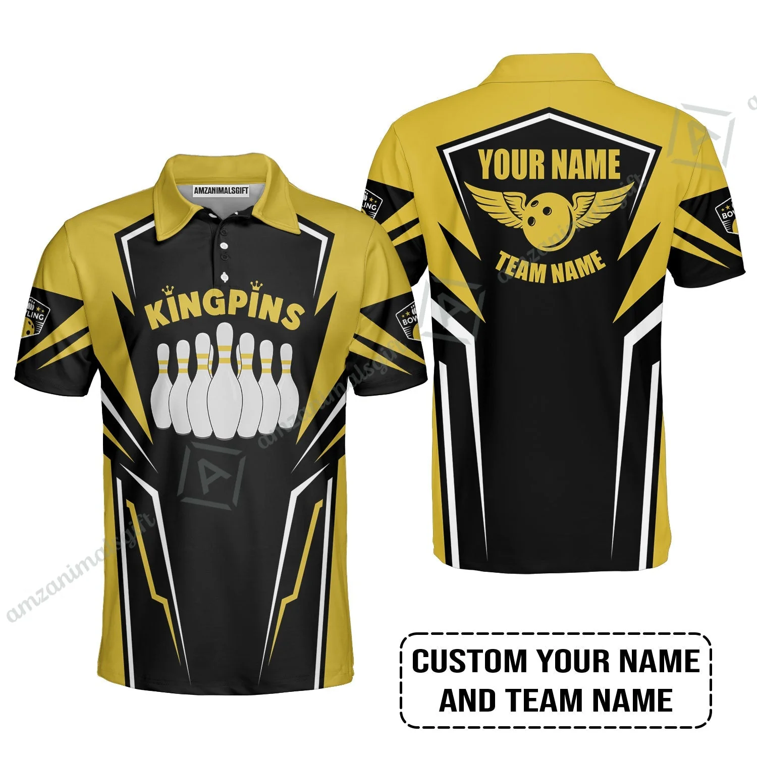 Bowling Custom Bowling Jersey - Custom Name King Pins Bowling Team Personalized Bowling Jersey - Image 4