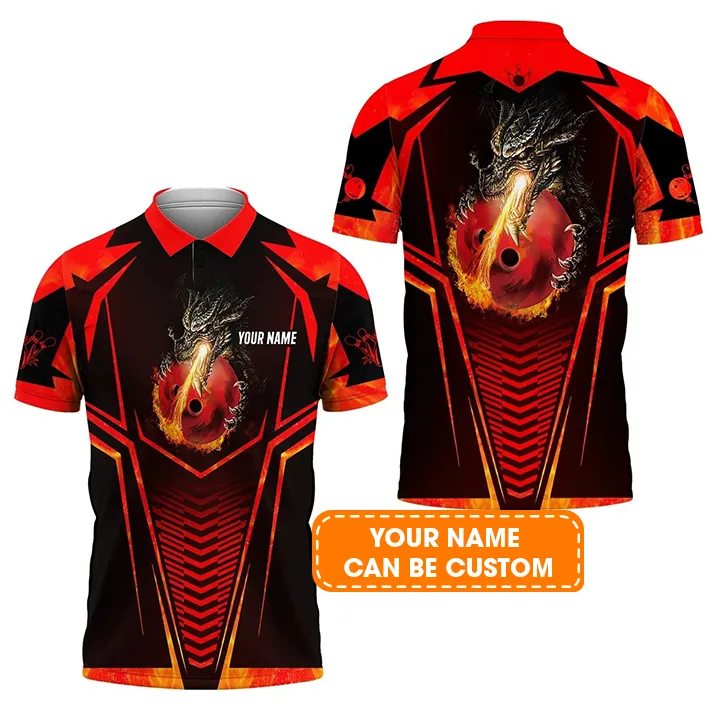 Bowling Custom Hoodie - Custom Name Dragon Fire Flame Personalized Bowling Hoodie - Image 5