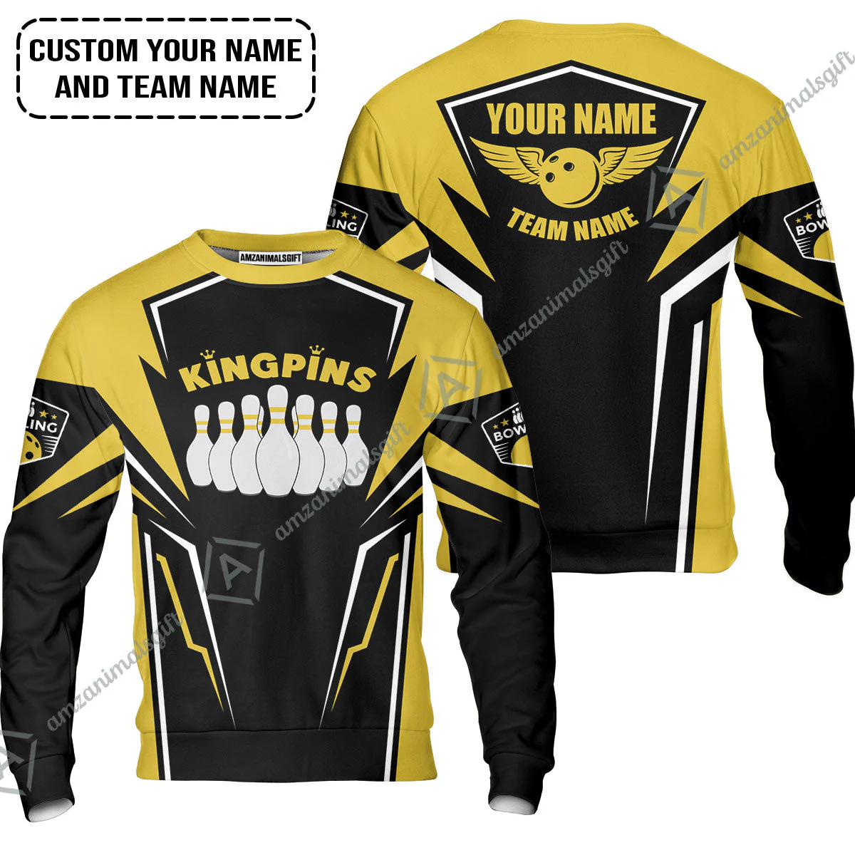 Bowling Custom Long Polo Shirt - Custom Name King Pins Bowling Team Personalized Bowling Long Polo Shirt - Image 6