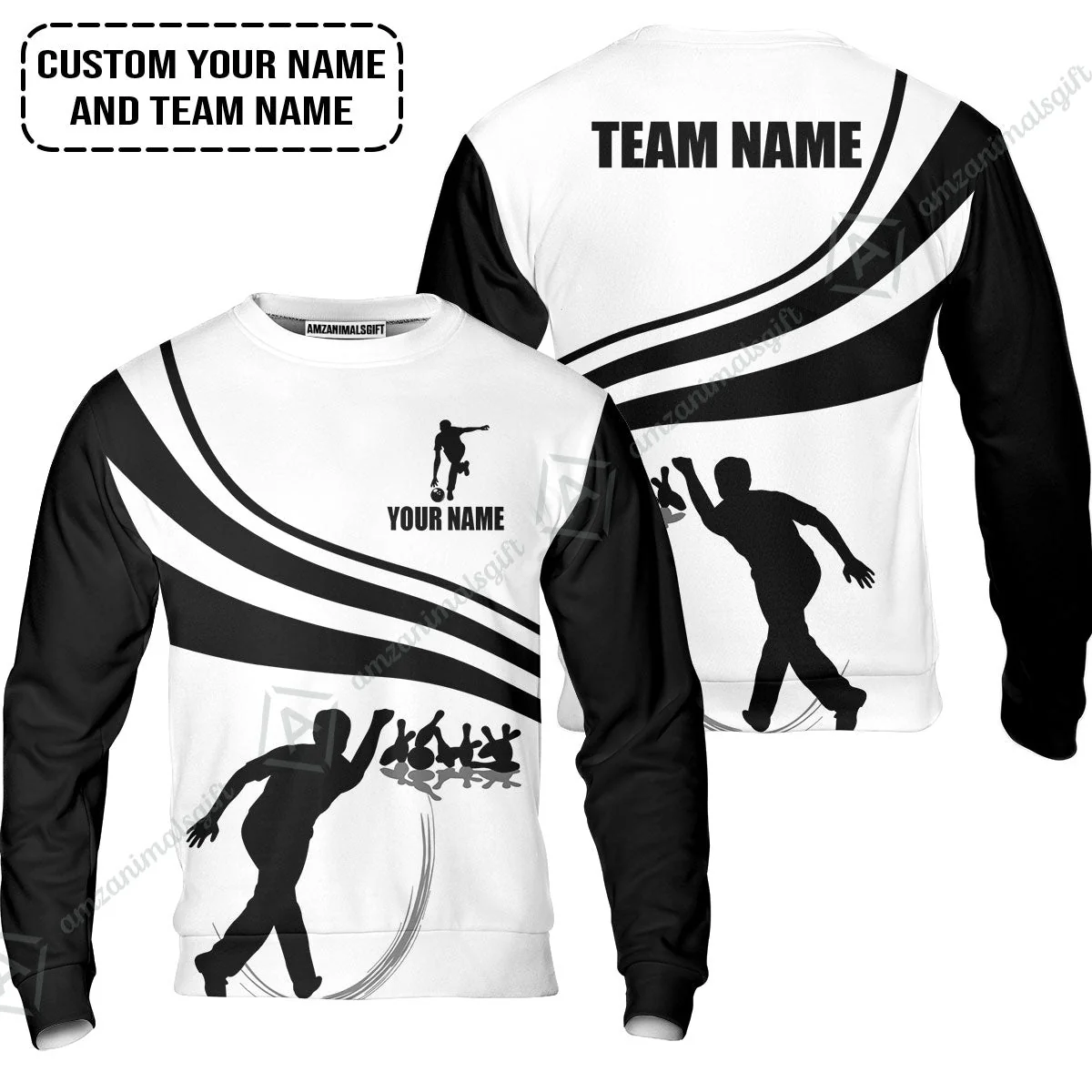 Bowling Custom Long Sleeve Men Polo Shirt - Custom Name Black and Gold Men Bowlers Personalized Bowling Polo Shirt - Image 8
