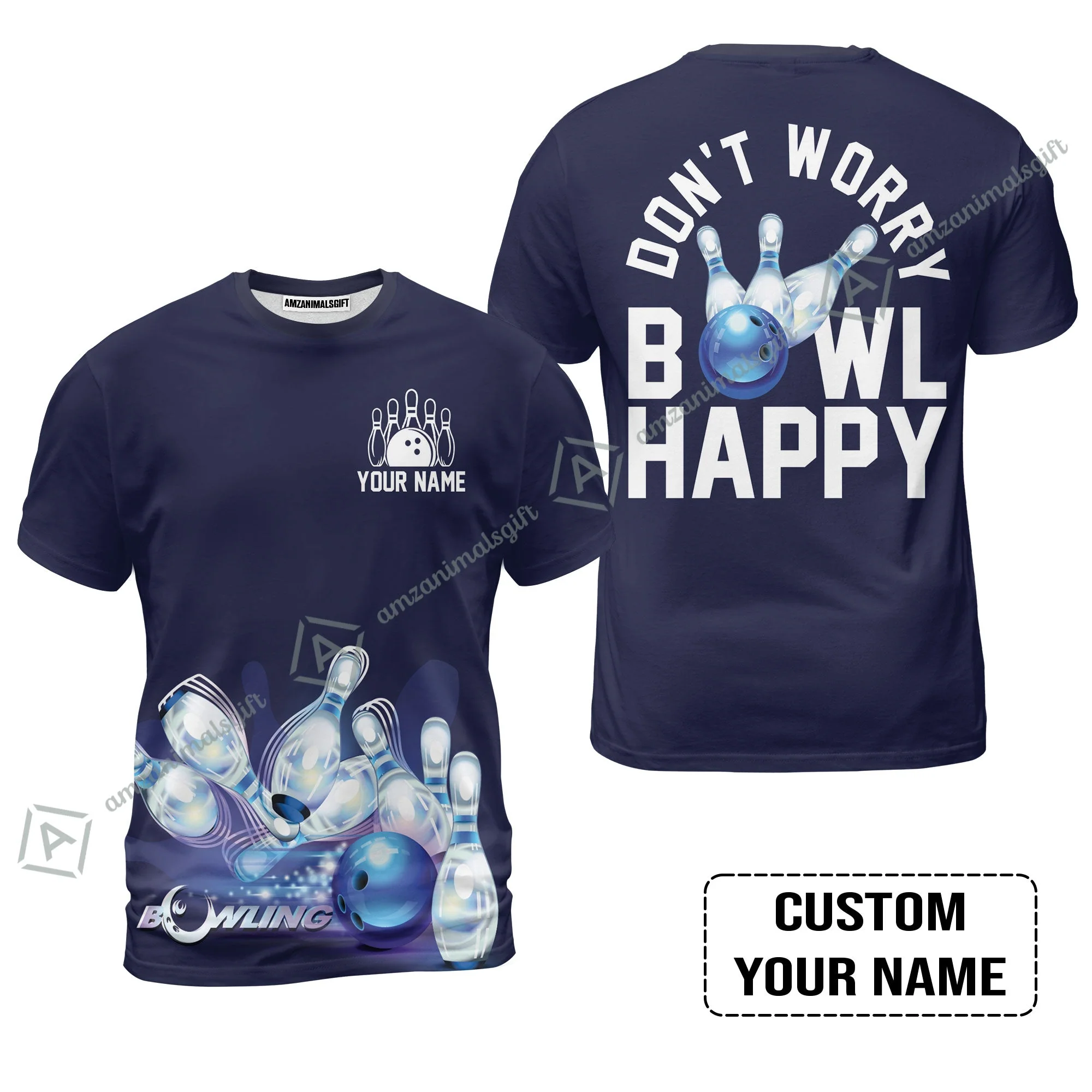 Bowling Custom Long Sleeve Men Polo Shirt - Custom Name Polo Shirt, Don't Worry Bowl Happy Personalized Bowling Polo Shirt - Gift For Friend, Family, Bowling Lovers - Image 10