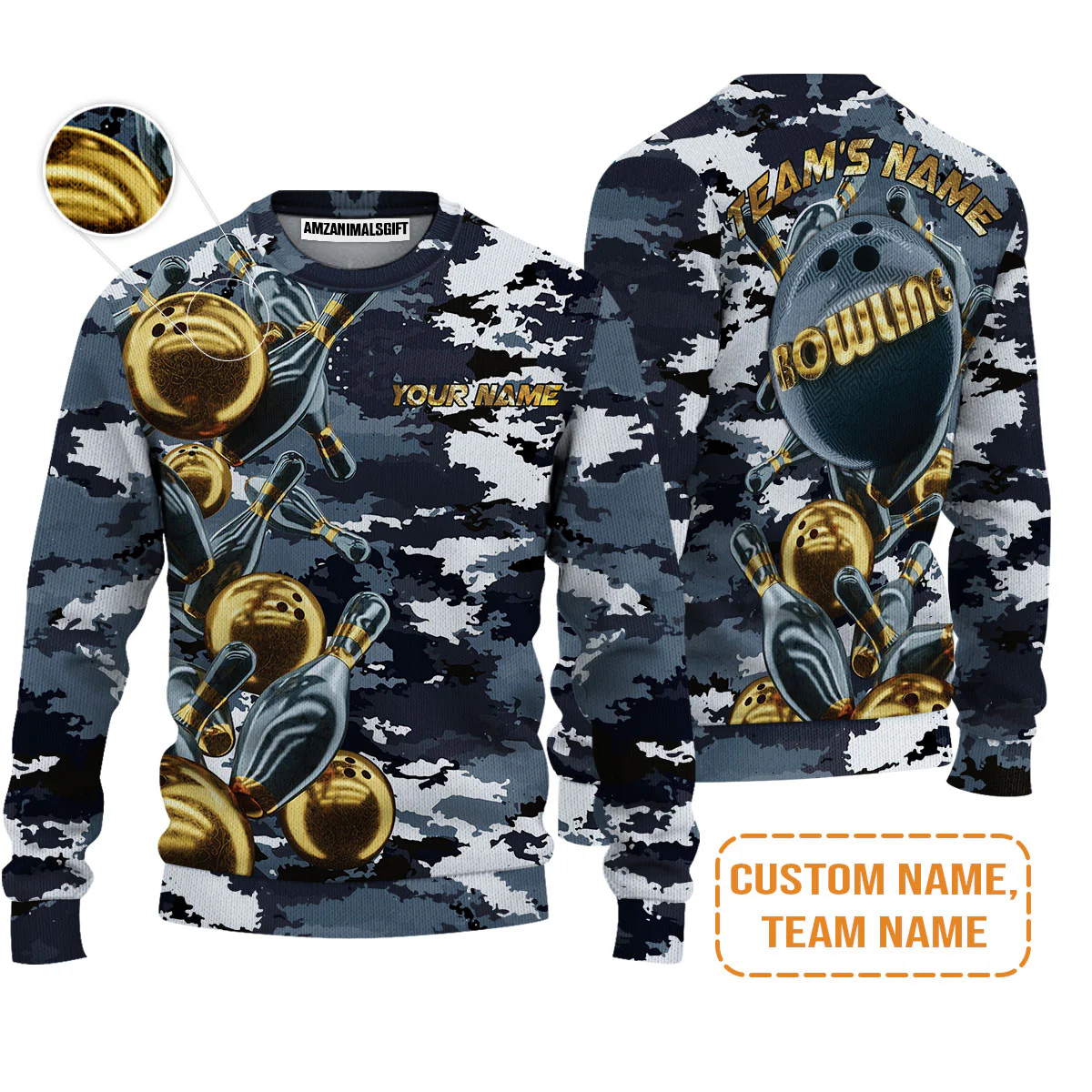 Bowling Custom Men Polo Shirt - Custom Bowling Shirt for Men Camo Navy Bowling Team Personalized Bowling Polo Shirt - Perfect Gift For Friend, Family - Image 4