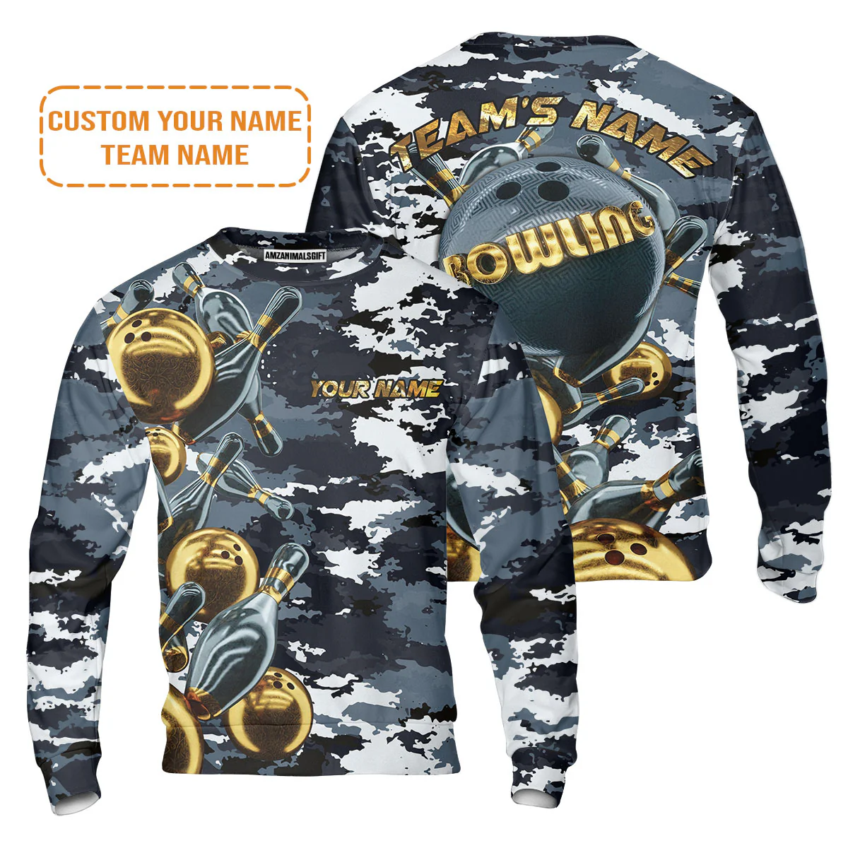 Bowling Custom Men Polo Shirt - Custom Bowling Shirt for Men Camo Navy Bowling Team Personalized Bowling Polo Shirt - Perfect Gift For Friend, Family - Image 6