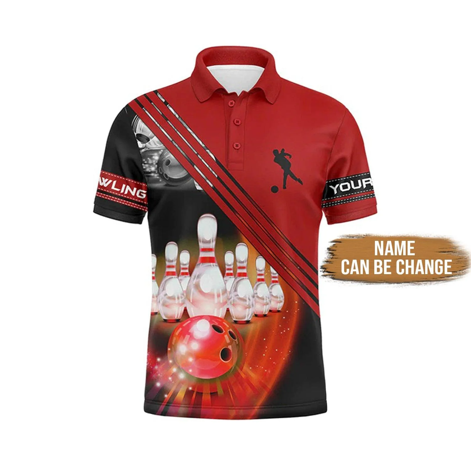 Bowling Custom Men Polo Shirt - Custom Bowling Shirts For Men Bowling Ball And Pins Personalized Bowling Polo Shirt - Perfect Gift For Friend, Family - Image 2