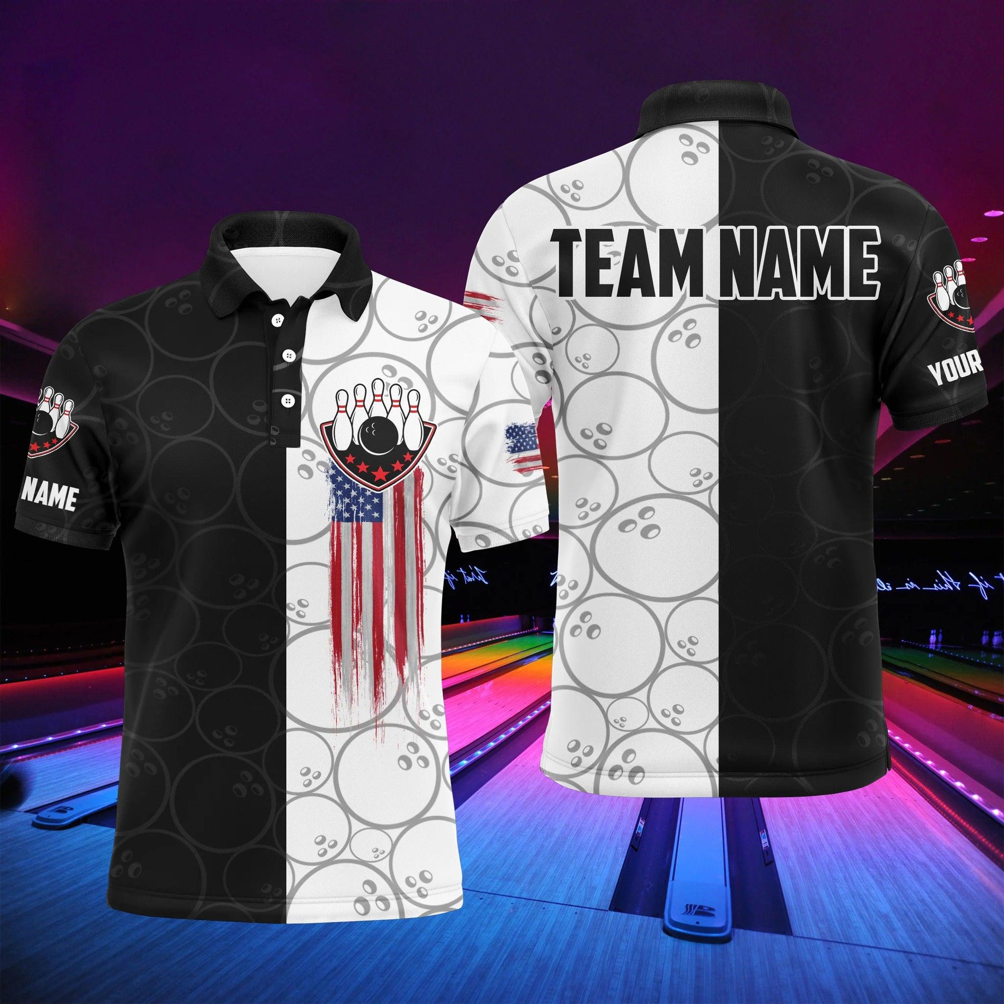 Bowling Custom Men Polo Shirt - Custom Name American Flag Personalized Bowling Polo Shirt - Gift For Friend, Family - Image 4